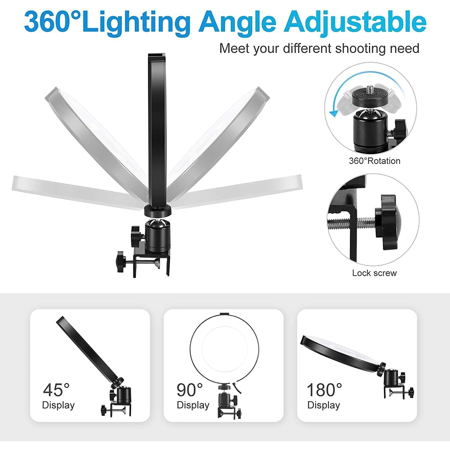 6'' Laptop Ring Light with Clamp, Video Conference Led Lighting Kit, 10 Brightness Level Led Desktop Light for Remote Meeting,YouTube Video, Selfie,
