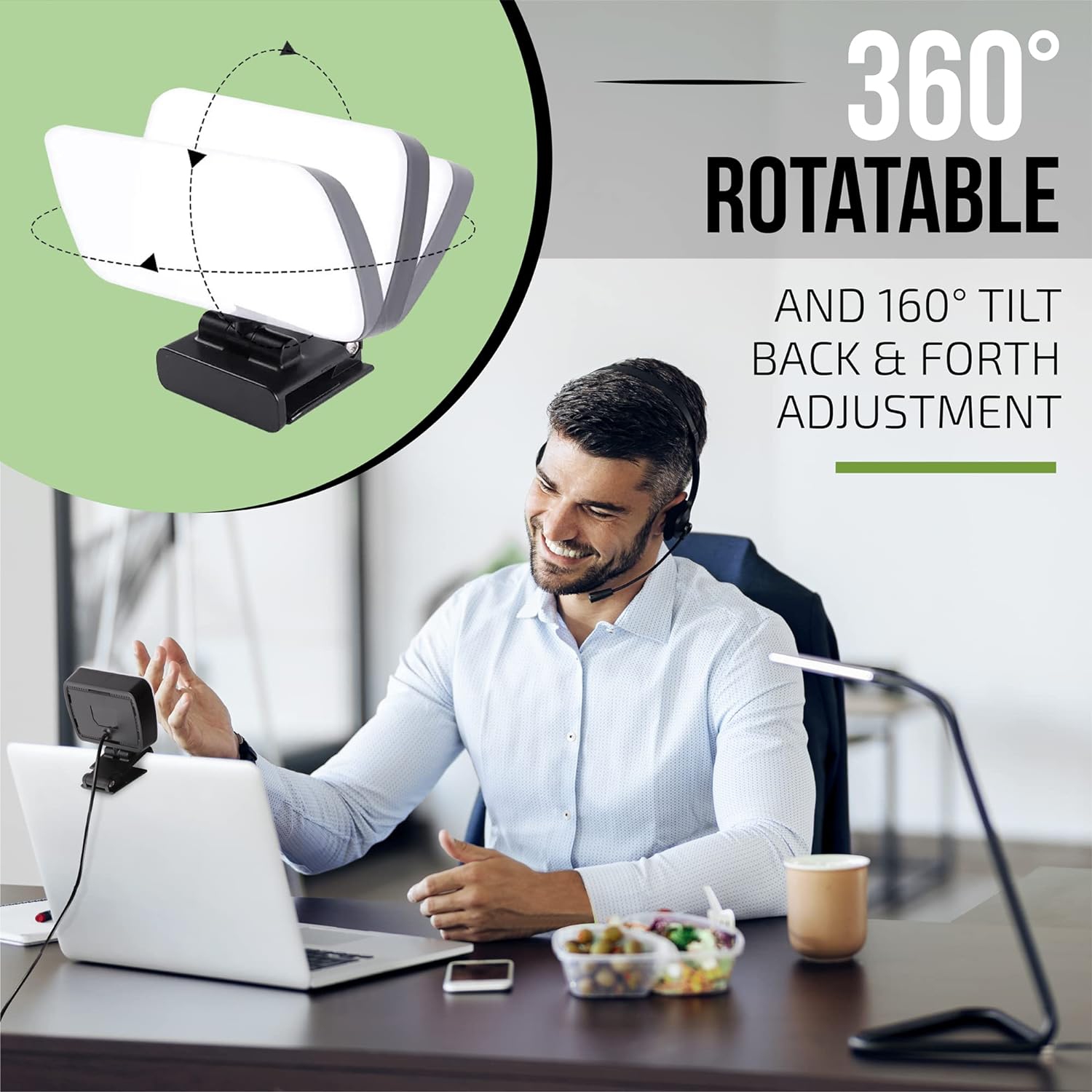 W Video Conference Lighting, Ring Light Alternative 3000k-6500k color temperature adjustable LED lights for remote working, zoom calls, self
