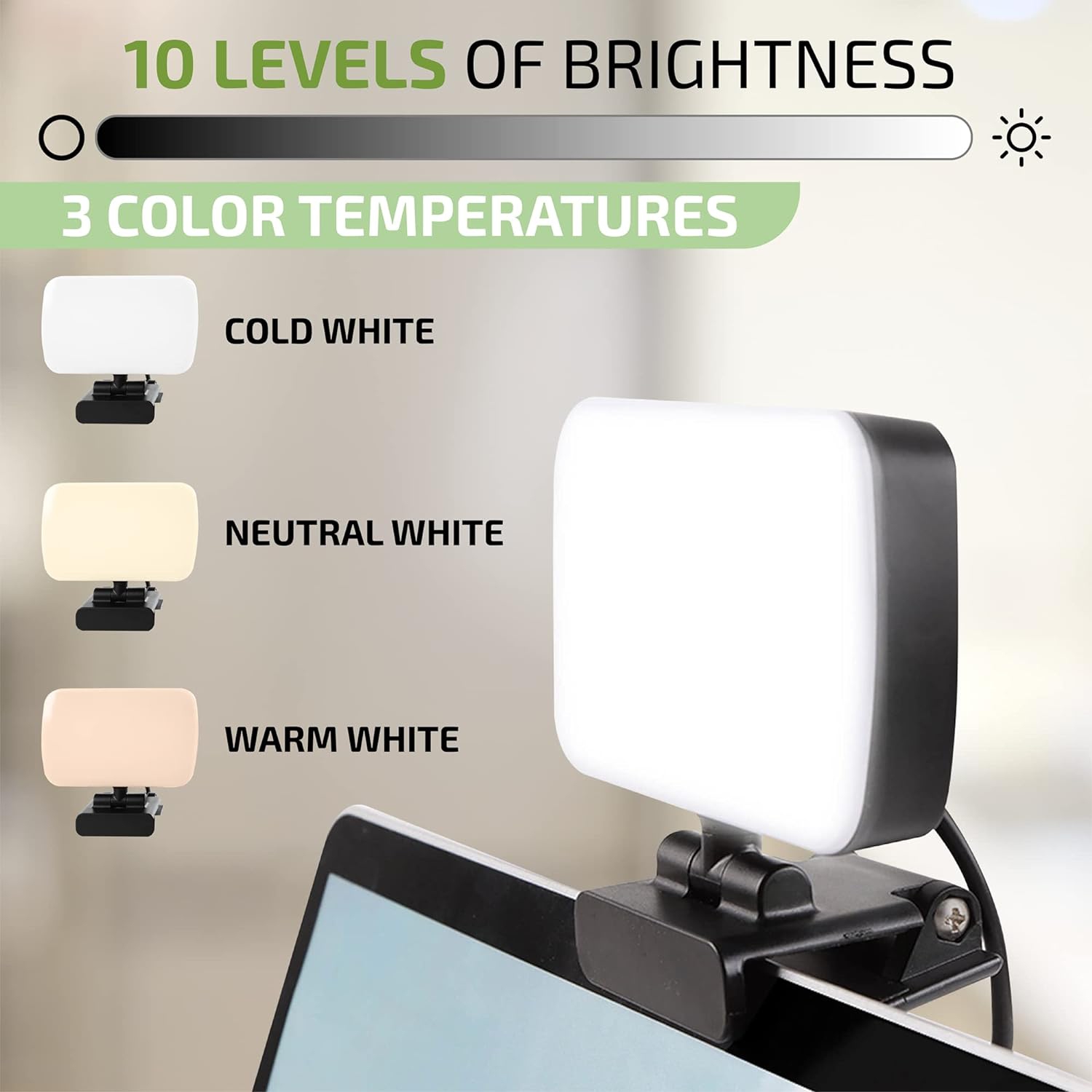 W Video Conference Lighting, Ring Light Alternative 3000k-6500k color temperature adjustable LED lights for remote working, zoom calls, self
