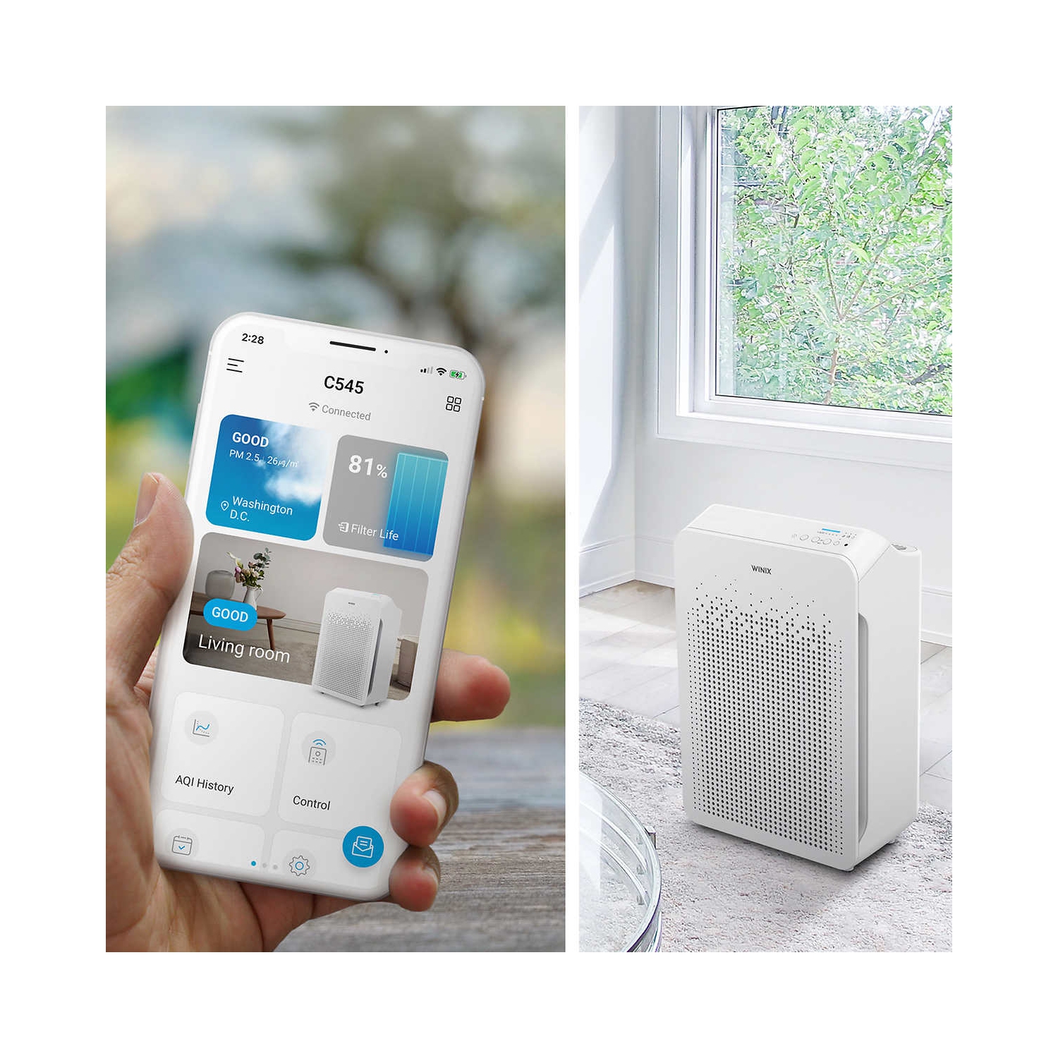 Purificateur d'air à C545 4 étapes de Winix avec Wi-Fi et technologie PlasmaWave