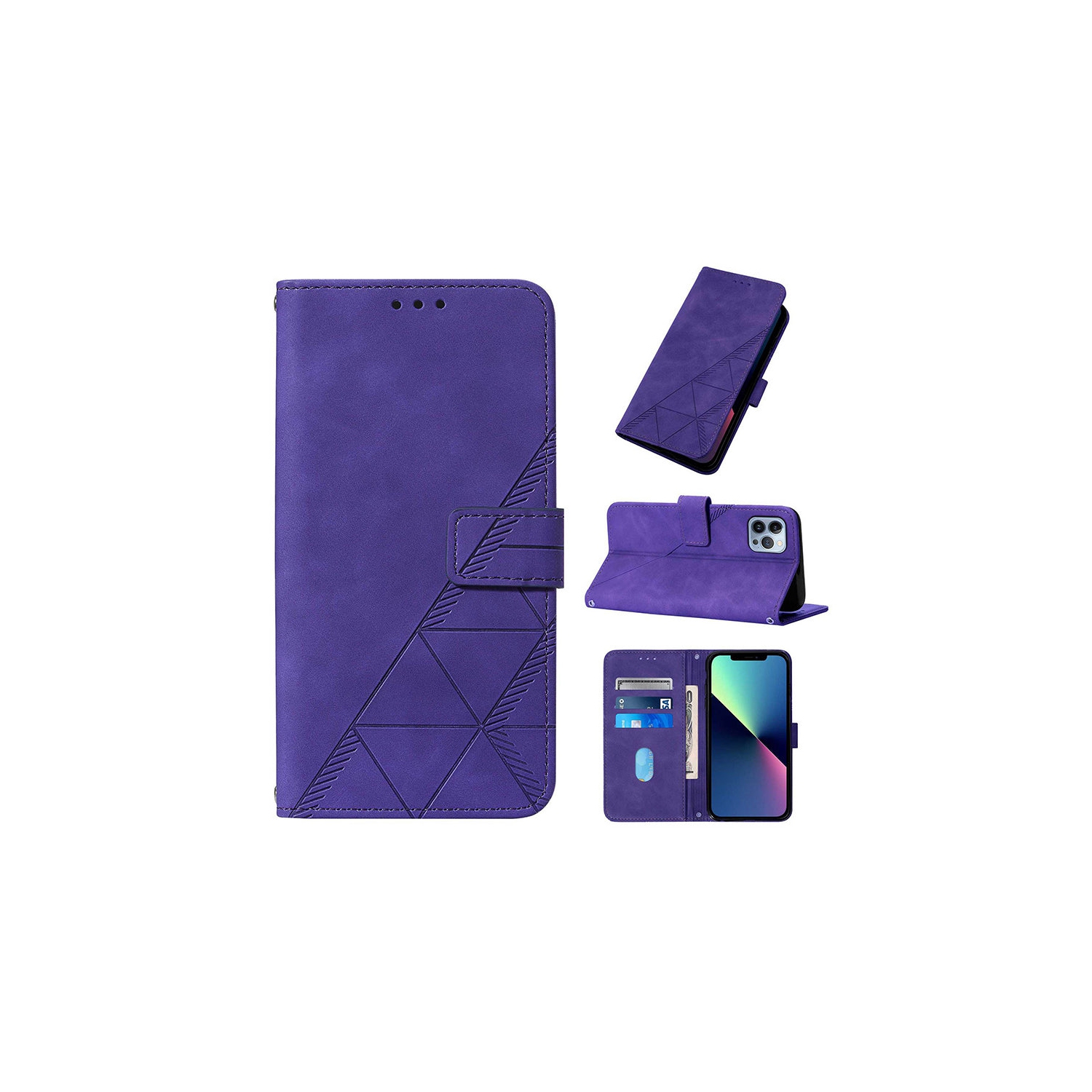 PANDACO Purple Suede Wallet Case for iPhone 15 Pro Max