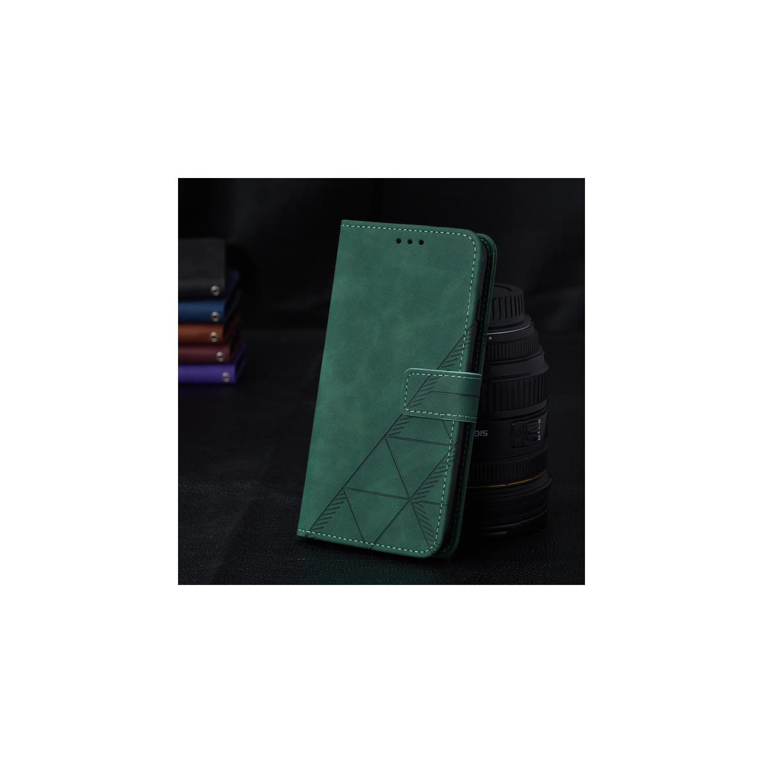 PANDACO Forest Green Suede Wallet Case for iPhone 15 Pro Max