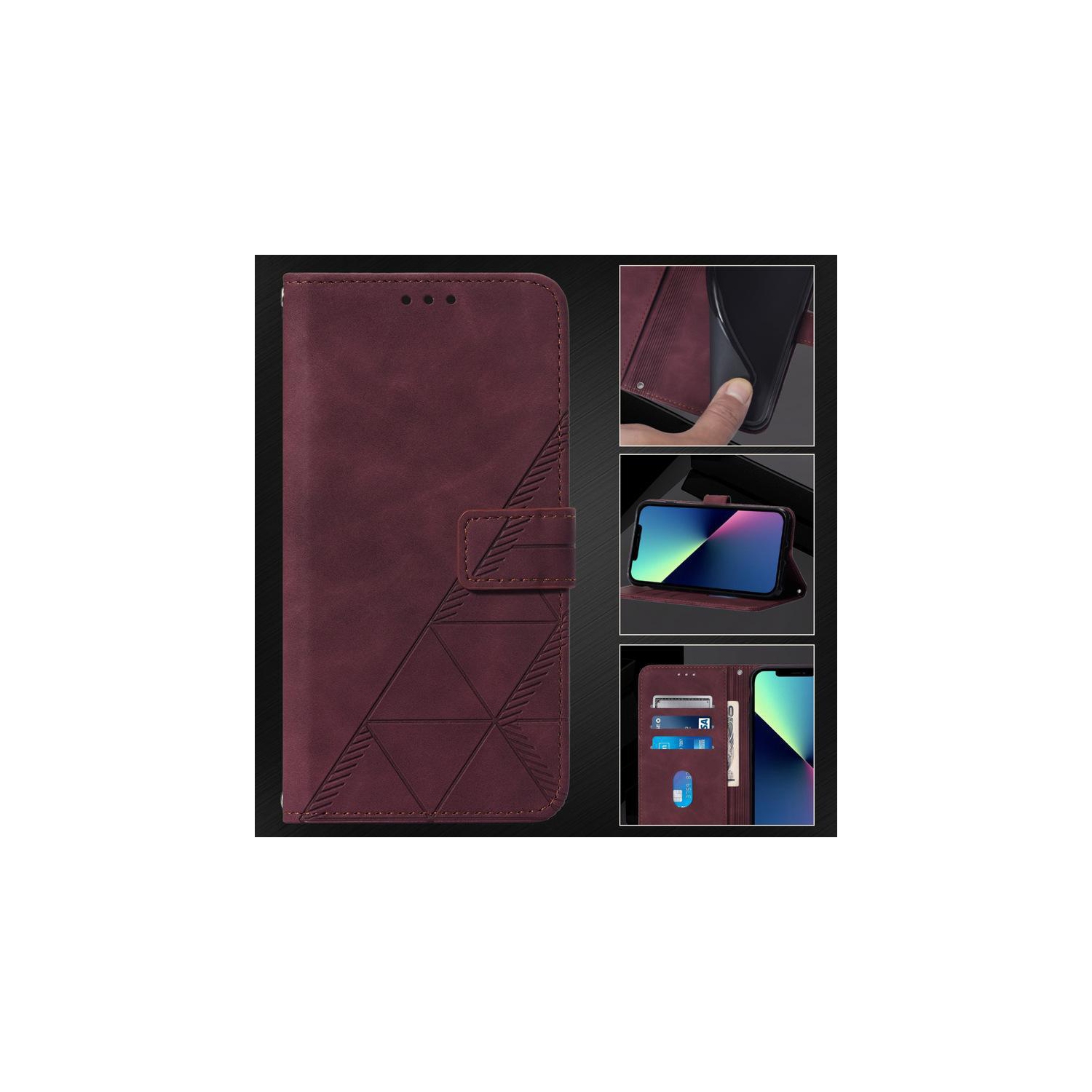 PANDACO Wine Suede Wallet Case for Samsung Galaxy S23 Ultra