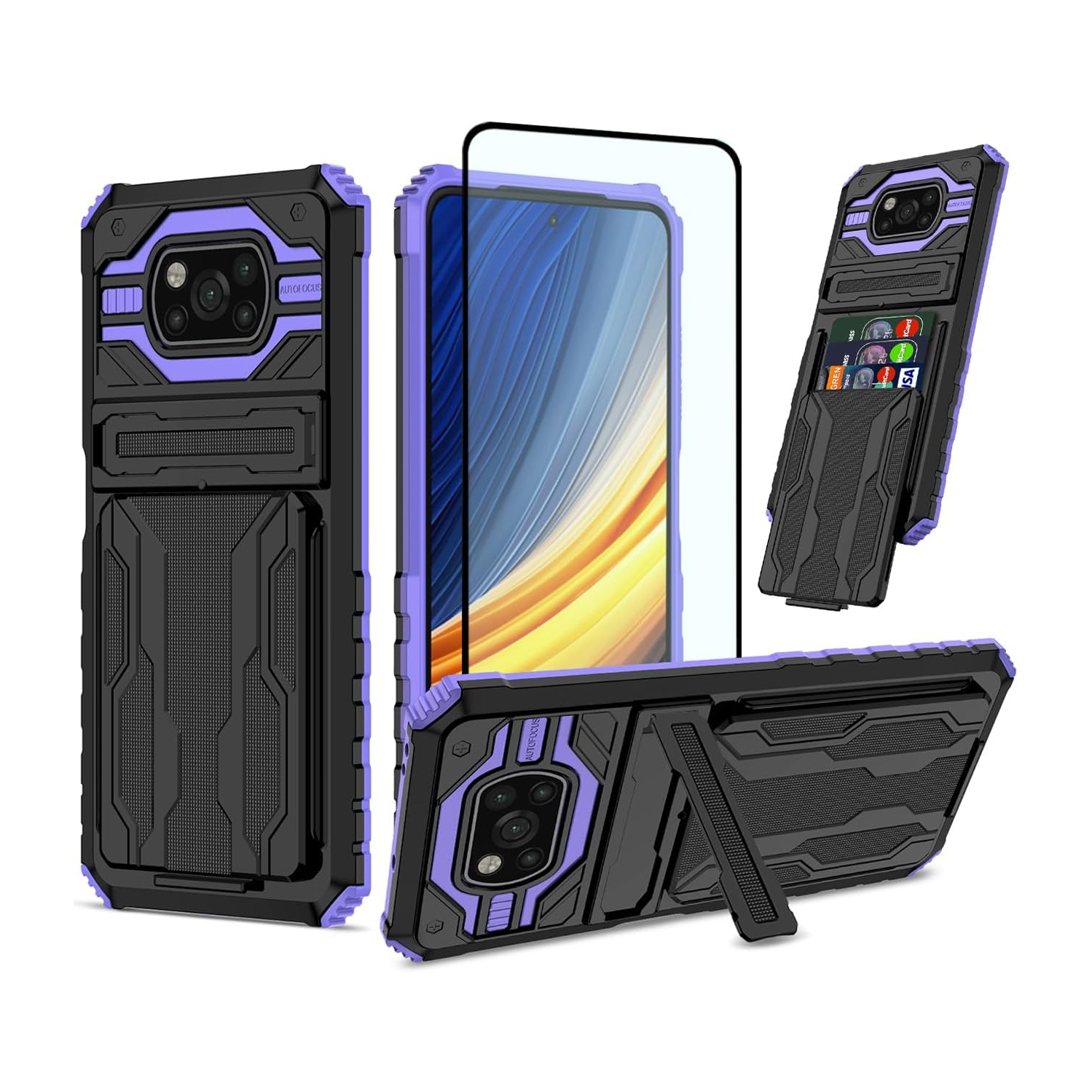 Phone Case for Xiaomi Poco X3 NFC/Poco X3 Pro/Poco X3 Case with Screen Protector, Wallet Detachable Credit Card