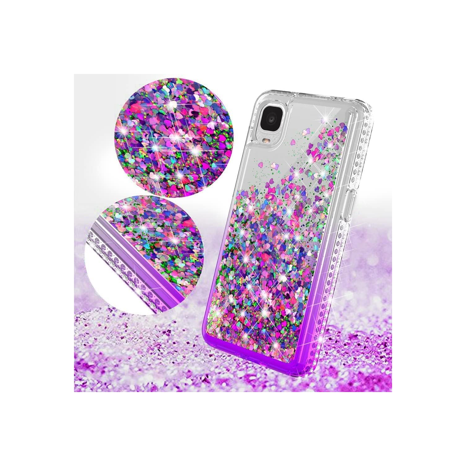 Compatible for TCL A3 Case/TCL A30 Case/TCL ion Z Phone Case Liquid Quicksand Glitter Phone Case Cover Full Body