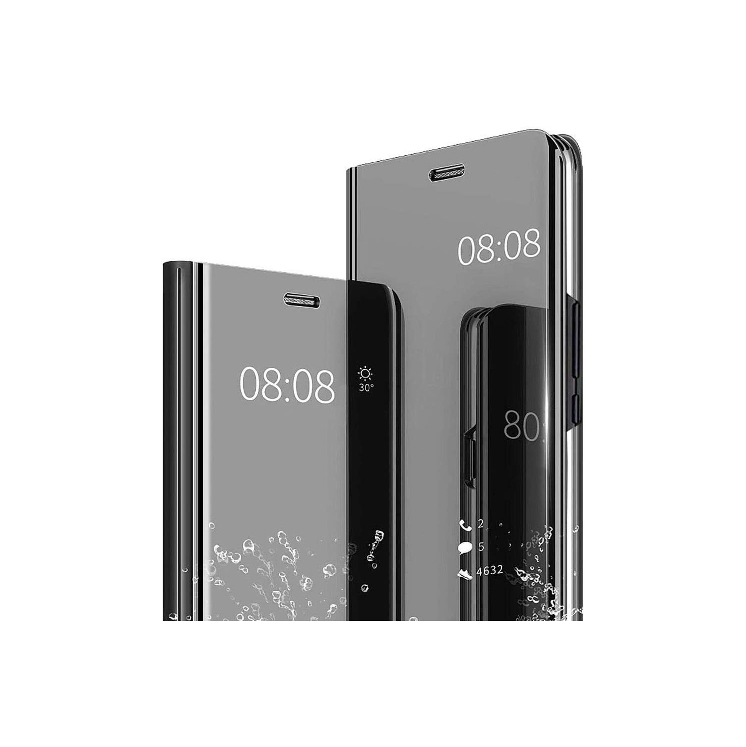 CCSamll Mirror Case for Xiaomi Poco F4 5G with Kickstand, Luxury Clear View Smart Display Flip Case Ultra Thin