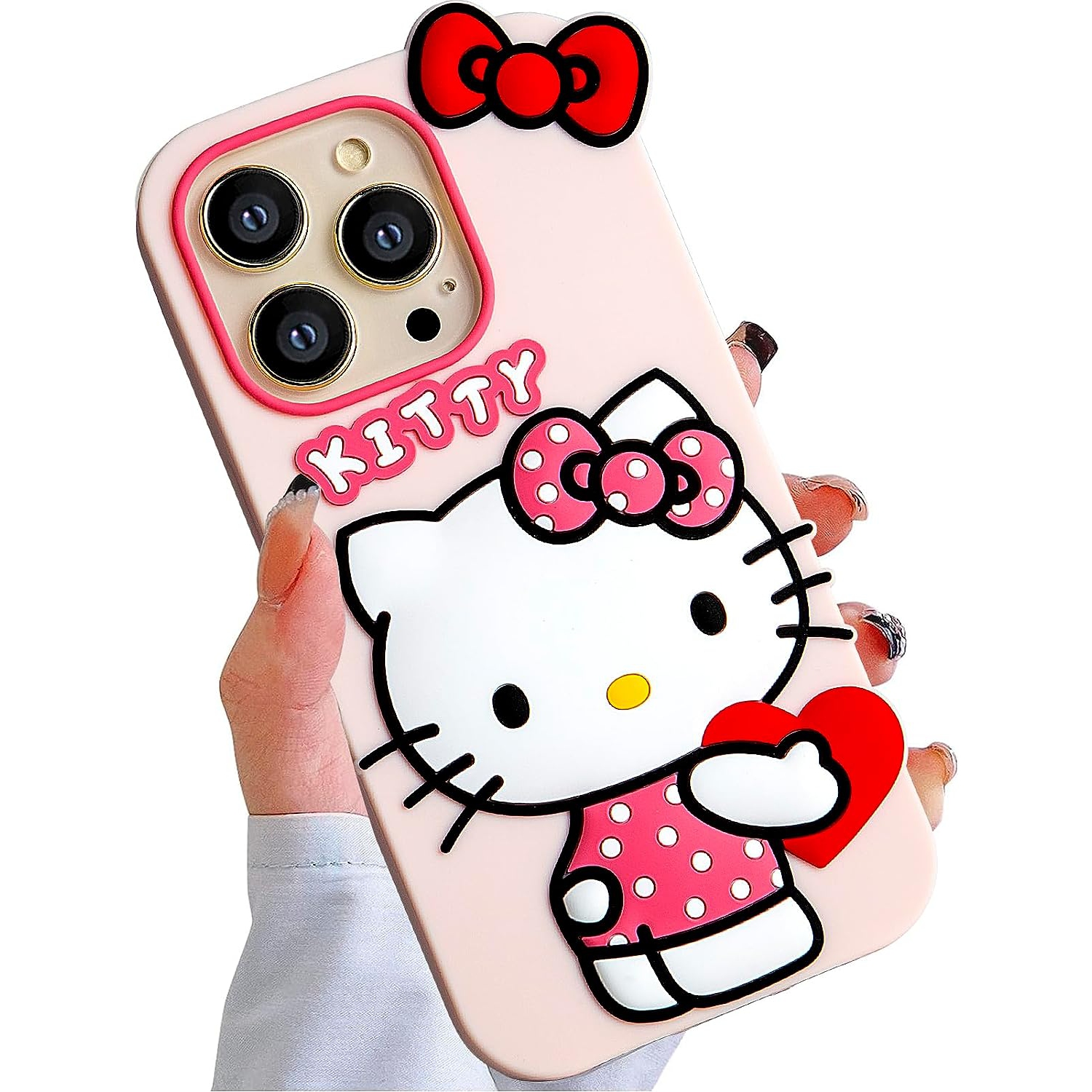 Compatible with iPhone 13 Pro Max Case, Cartoon Cute Funny Kawaii Cat Kitty Phone Case 3D Character Soft