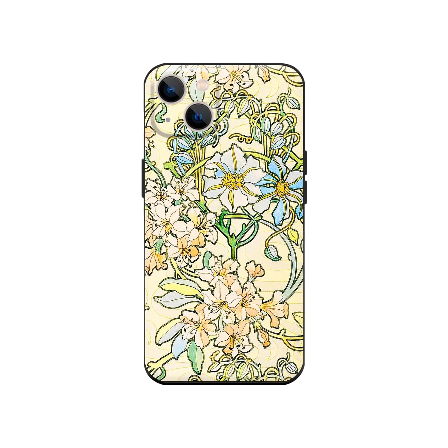 Compatible with iPhone 13 Mini Case Cute Art Silicone Case with Design for Women Floral Flower Pattern with Screen