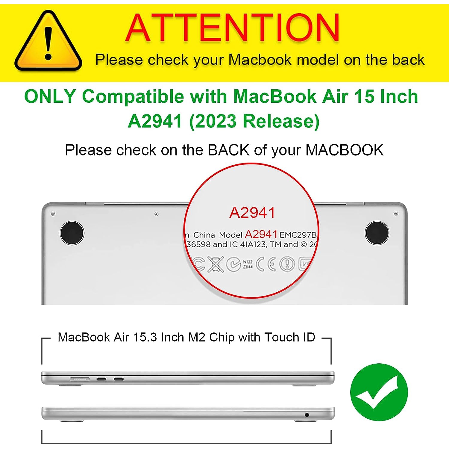 Coque Pour MacBook Air 15 Pouces 2023, Modèle A2941 Avec Puce M2