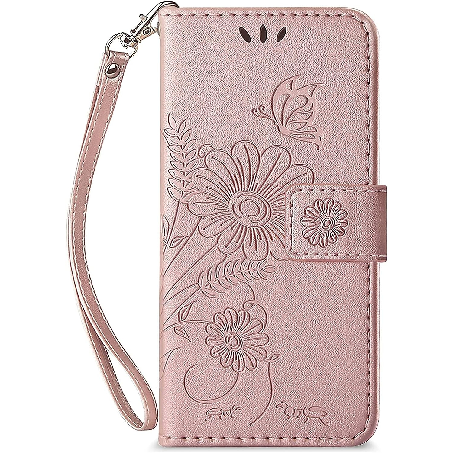 Leather Wallet Cover Phone Case for Xiaomi Mi 11 Lite 4G/5G/5G NE, with RFID Blocking Card Holder Slots (Rose