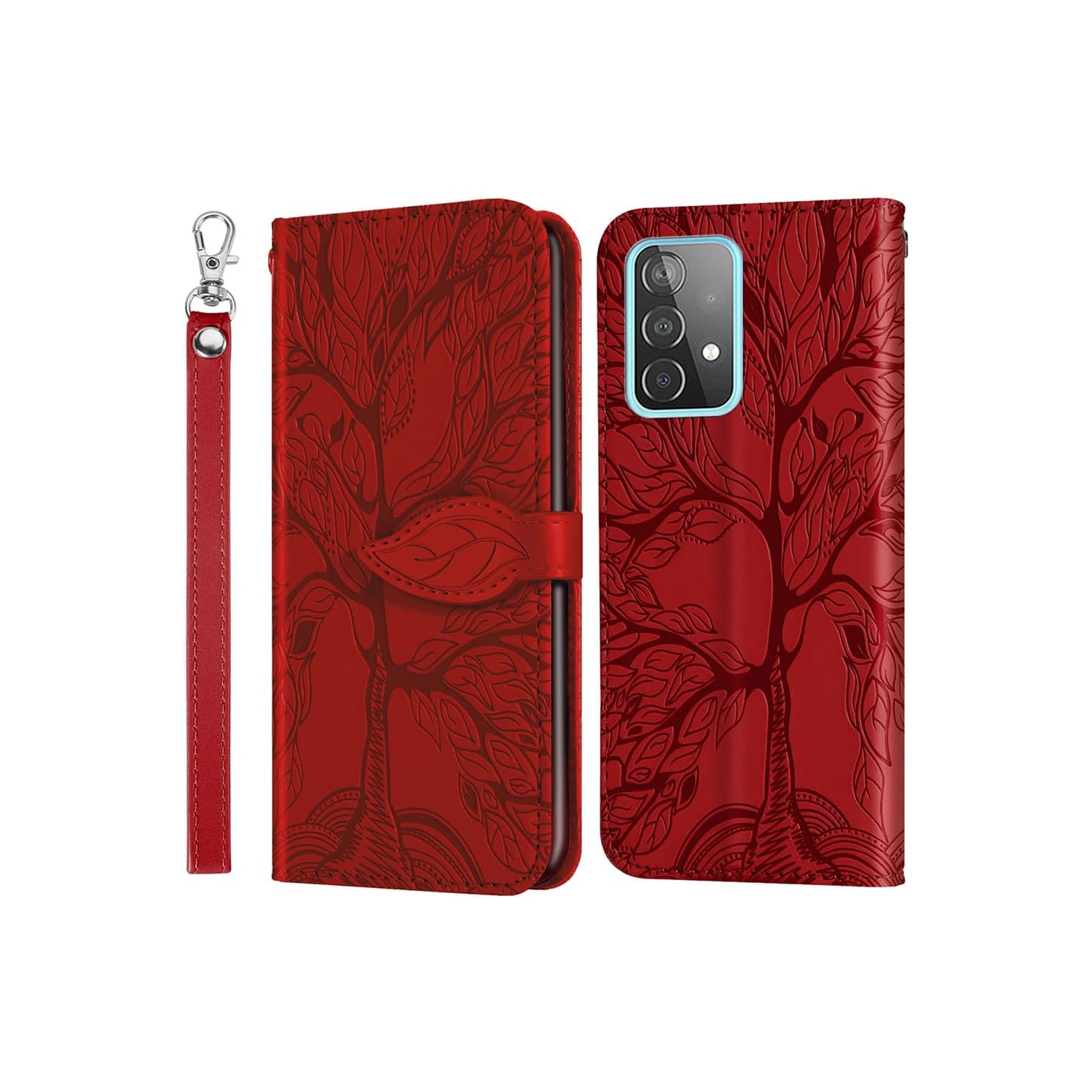 for Samsung Galaxy A23 Case, Samsung A23 5G Wallet Case, Embossed Tree Premium PU Leather [Kickstand] [Card