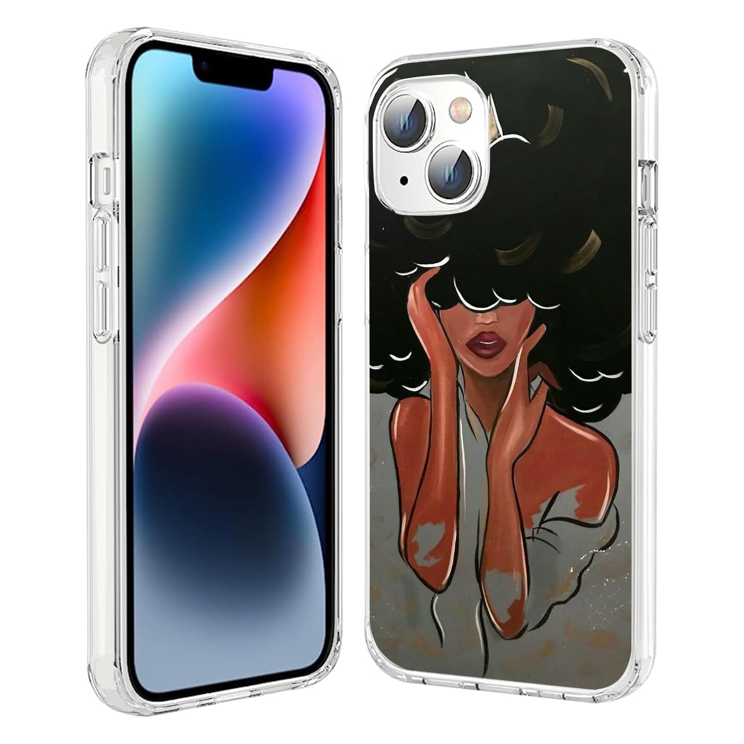 Compatible with iPhone 15 Case, Crown African American Black Girl Women Afro Melanin Girly iPhone Case