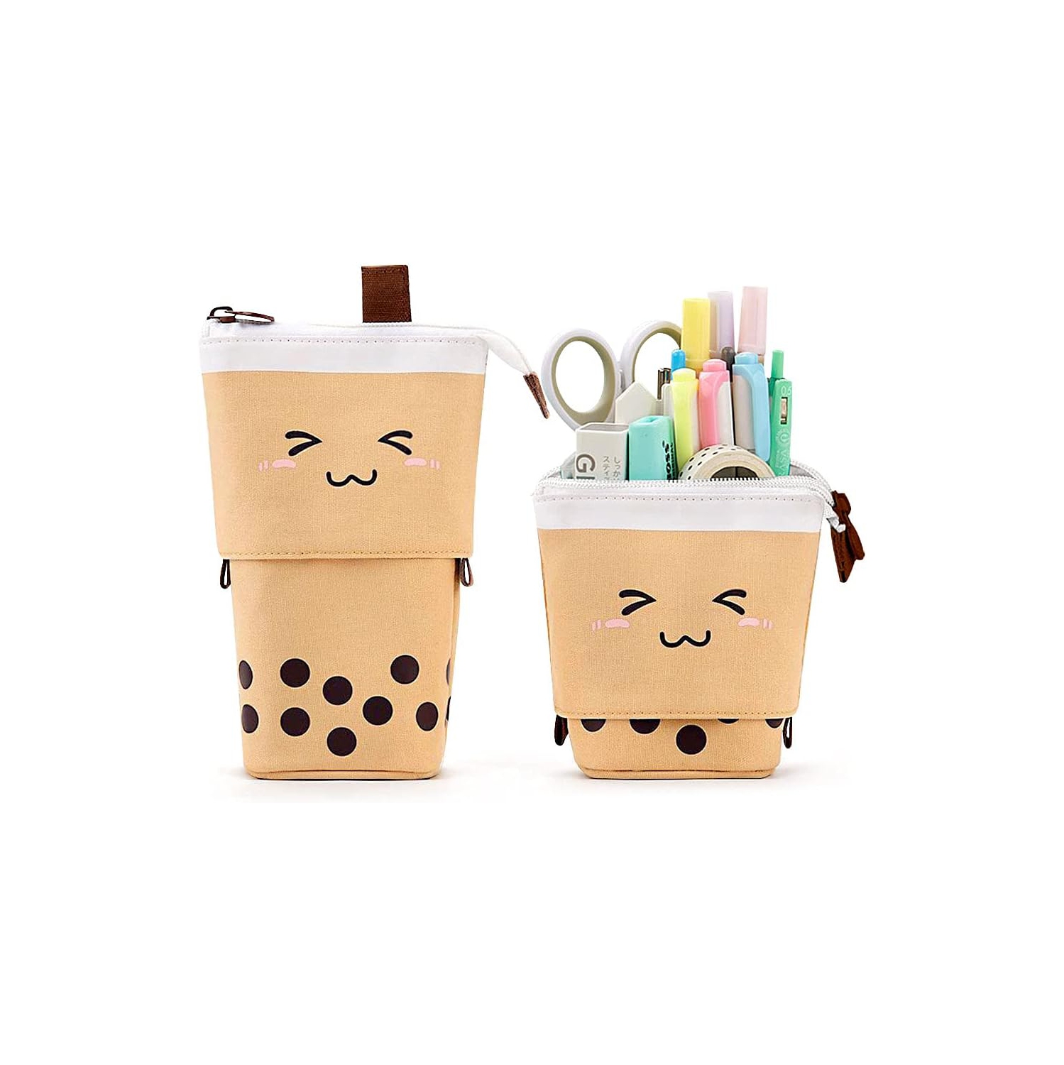 Boba Cute Standing Pencil Case for Kids, Pop Up Pencil Box Makeup Pouch, Stand UP Christmas Gift kids Pen Holder