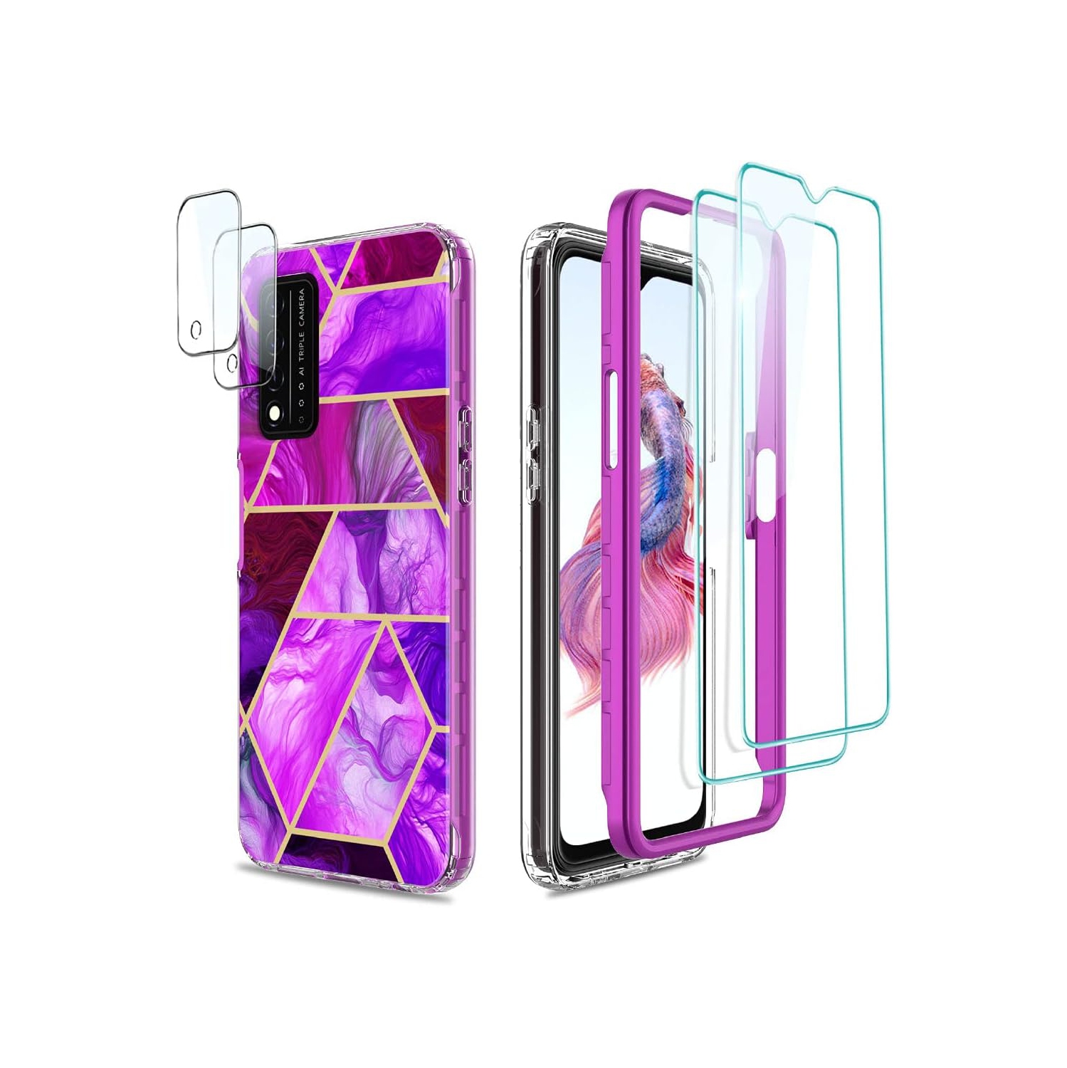 T-Mobile Revvl V Plus 5G Case, Revvl V+ 5G Cell Phone Case Marble Stylish Slim Fit Impact-Resistant