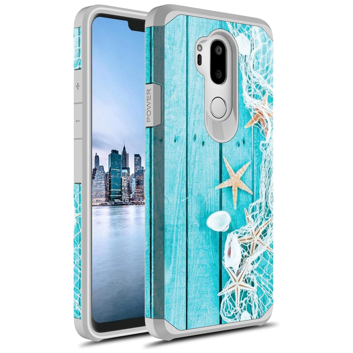 Rosebono for LG G7 Thinq Case, Slim Hybrid Dual Layer Shockproof Hard Cover Graphic Fashion Cute Colorful Silicone Skin