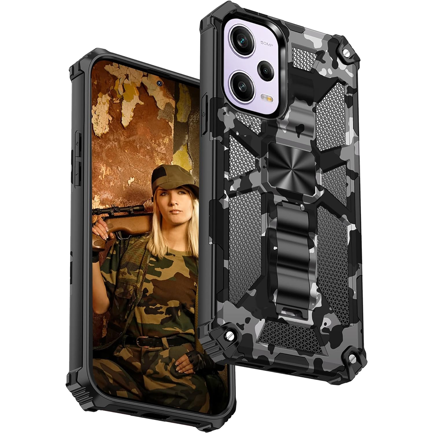 Military Grade Camo Case for Xiaomi Redmi Note 12 Pro/Poco X5 Pro, Rugged Shockproof Armor Phone Cover