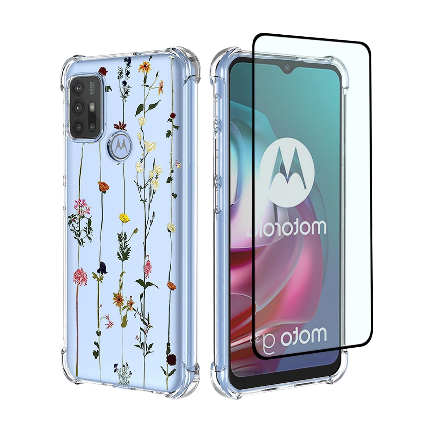 Phone Case for Moto G30/Motorola G10/Moto G20/MotoG10 Power XT2129 Case with Screen Protector, Clear Case
