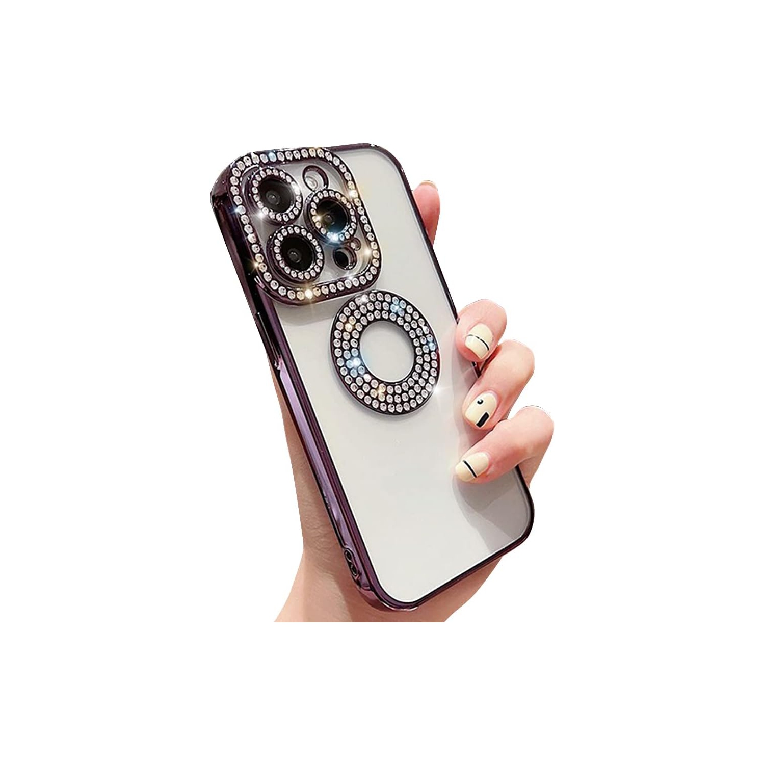 Compatible with iPhone Case,Luxury Glitter Bling Sparkly Diamond Rhinestone Bumper Camera Lens Protection