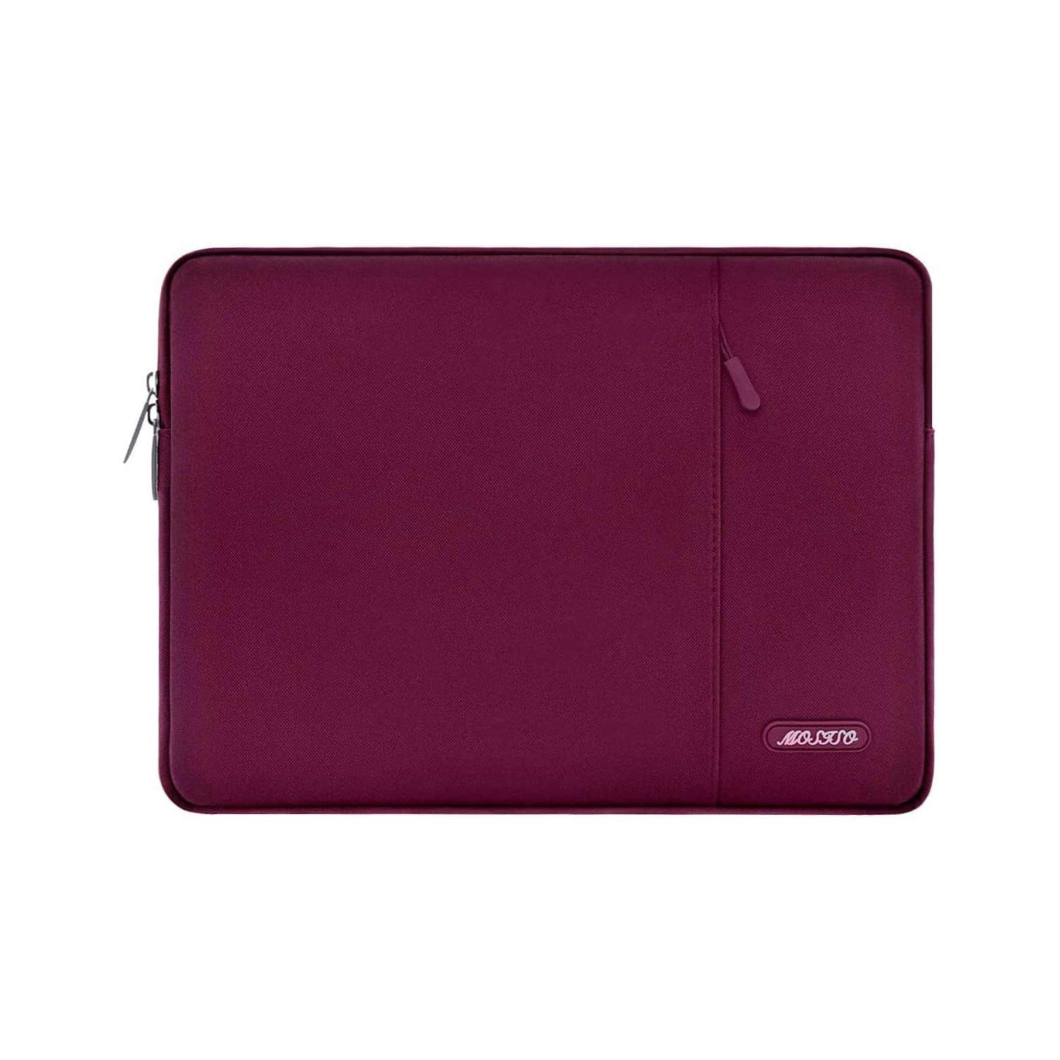 Laptop Sleeve Bag Compatible with Laptop 13 inch, Polyester Vertical Case with Pocket, Wine Red