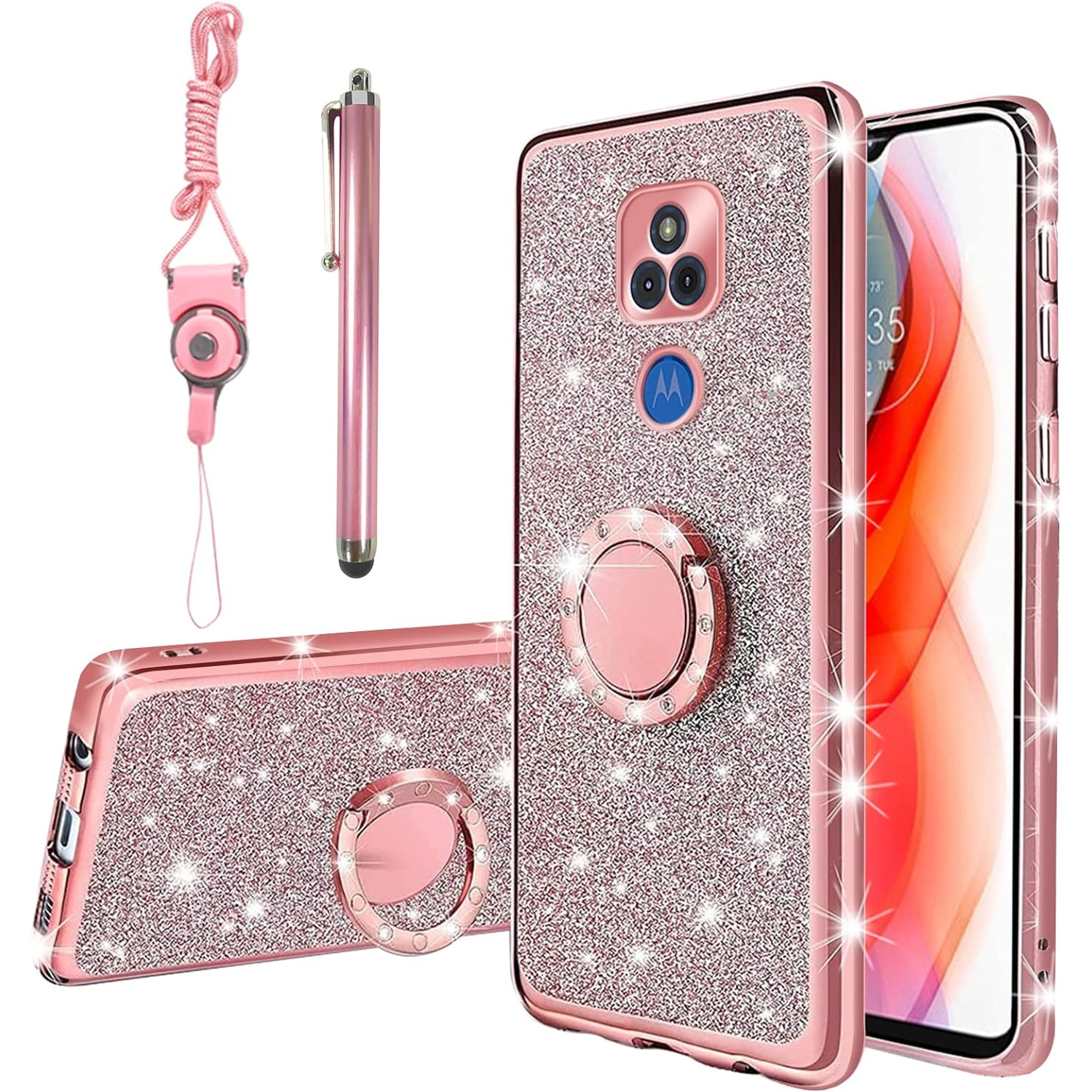 for Moto G Play 2021 Case for Women Glitter Crystal Soft Clear TPU Luxury Bling Cute Protective Cover