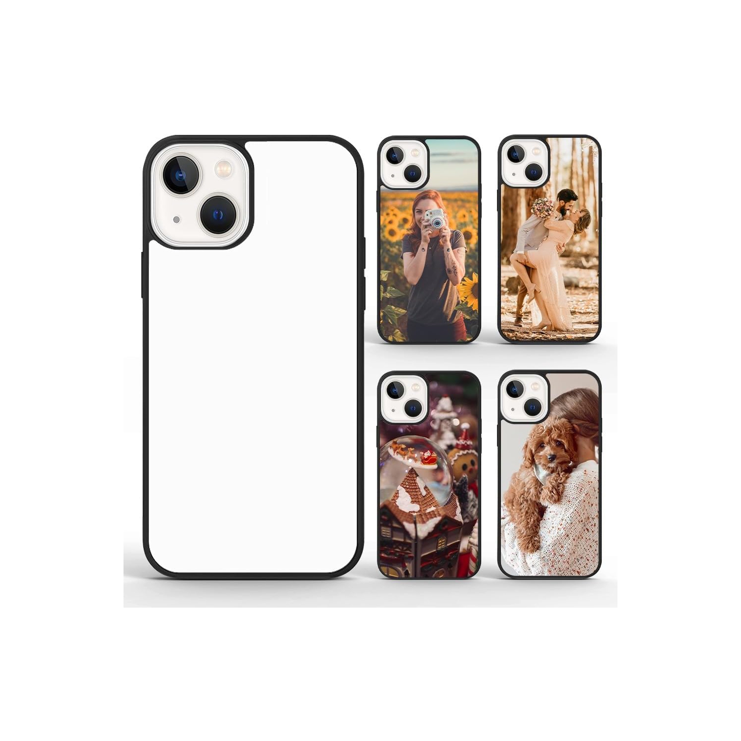5 PCS for iPhone 13 Mini Sublimation Case Printable Blank Phone Cases Soft Rubber + Hard PC Anti-Slip