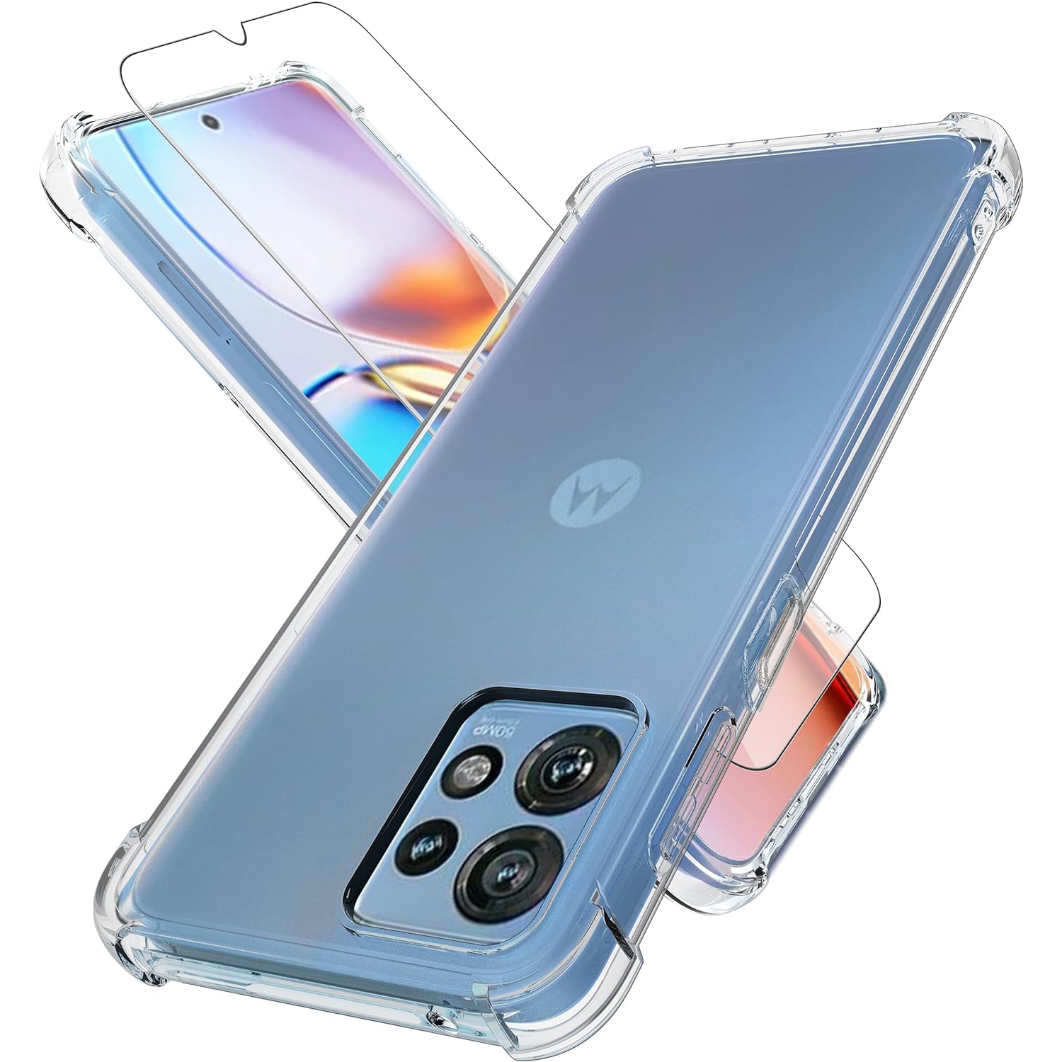 for Motorola Edge 40 Pro Case,Moto X40 5G Case Clear Built-in Screen Protector Unisex Shockproof Flexible TPU Slim Fit