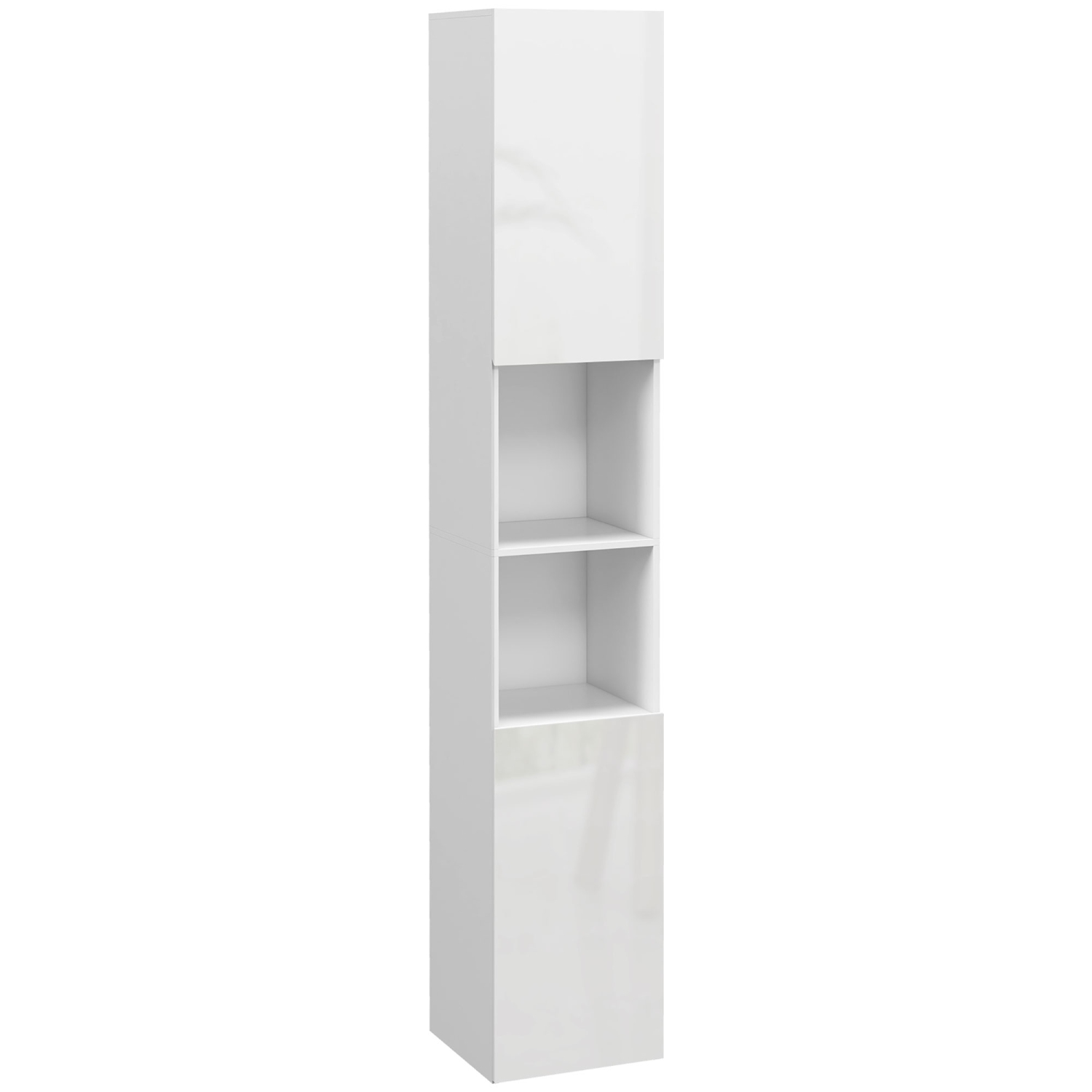 Armoire de rangement kleankin de 71&nbsp;po pour salle de bain, tour étroite en lin très lustré avec tablettes ouvertes, armoires à 2 portes et