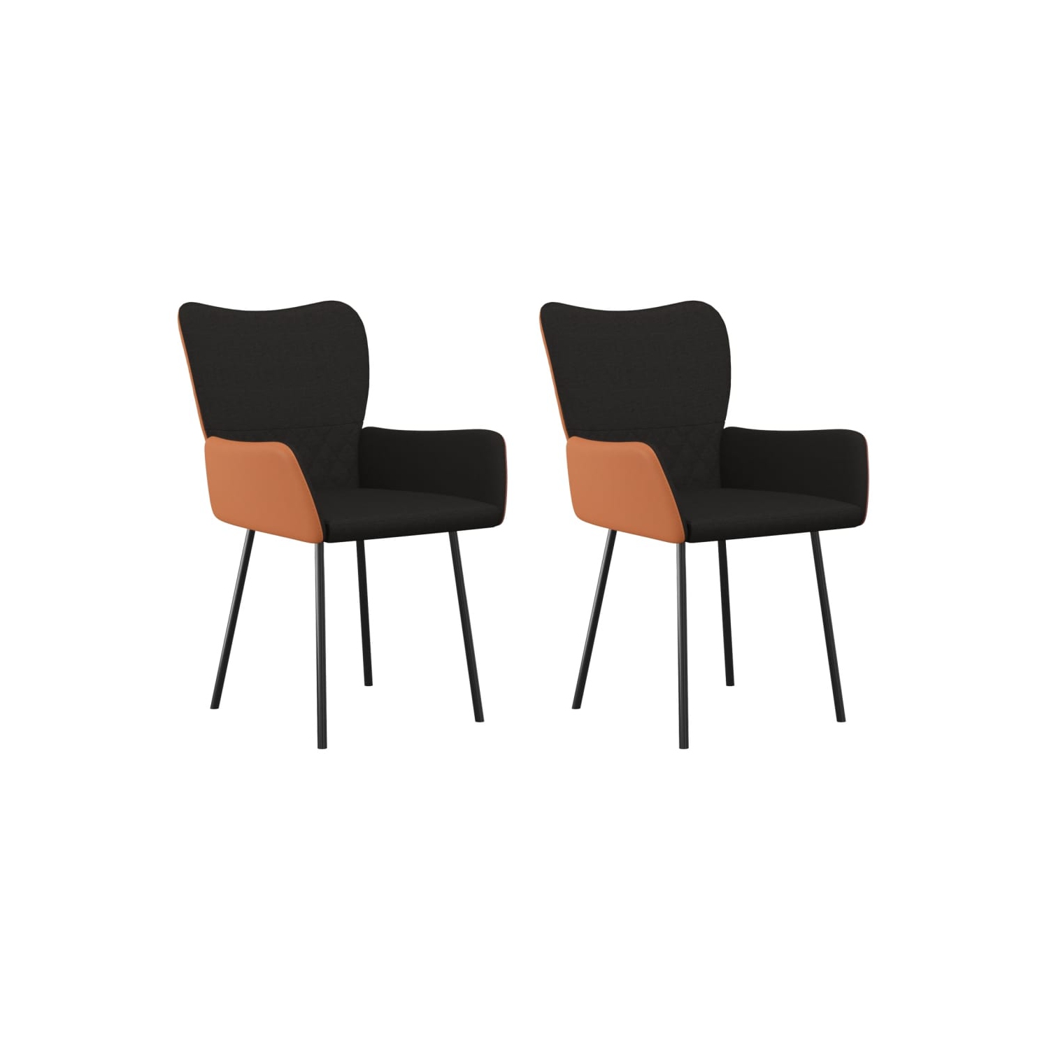 vidaXL Dining Chairs 2 pcs Black Fabric and Faux Leather