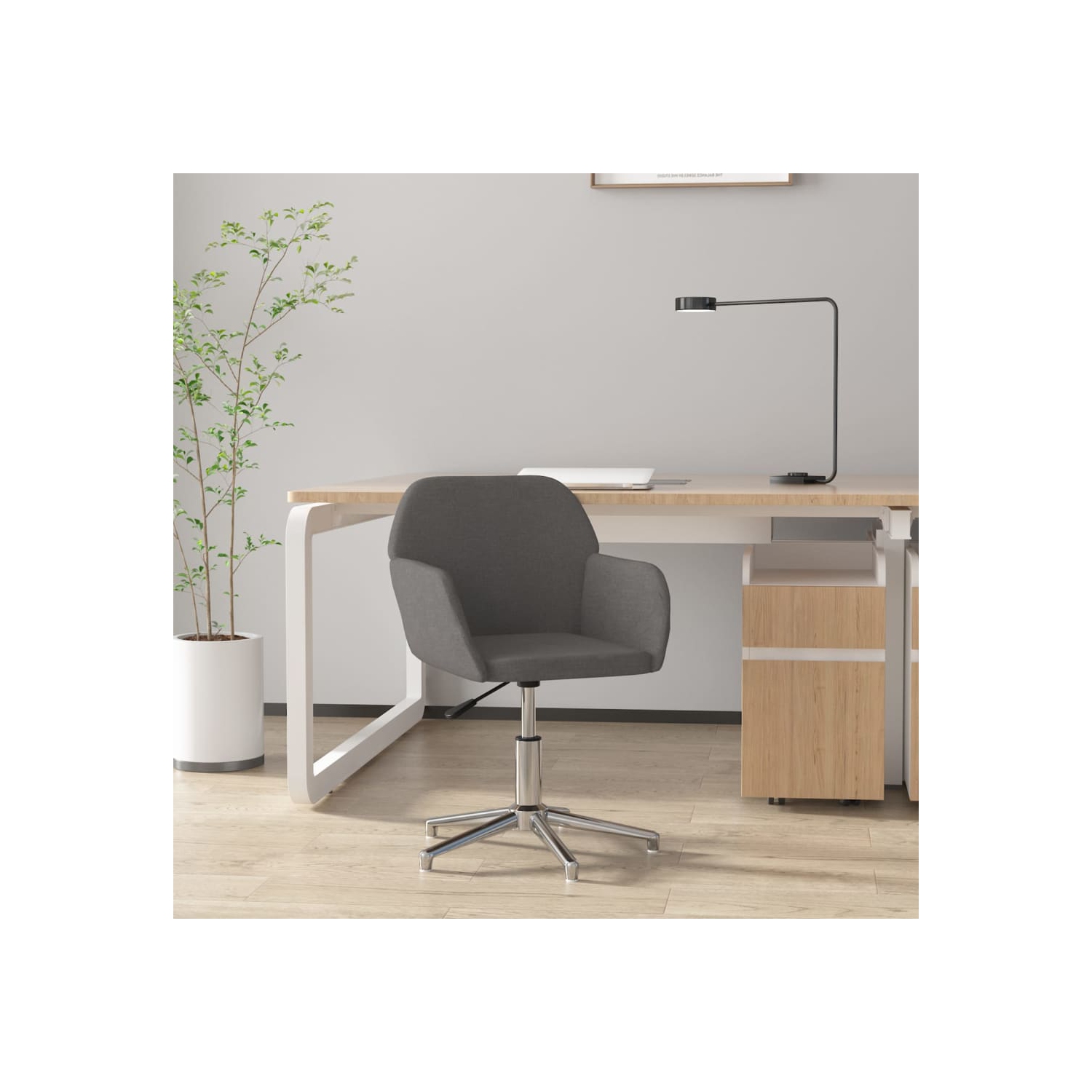 Fauteuil de bureau pivotant en tissu gris clair vidaXL