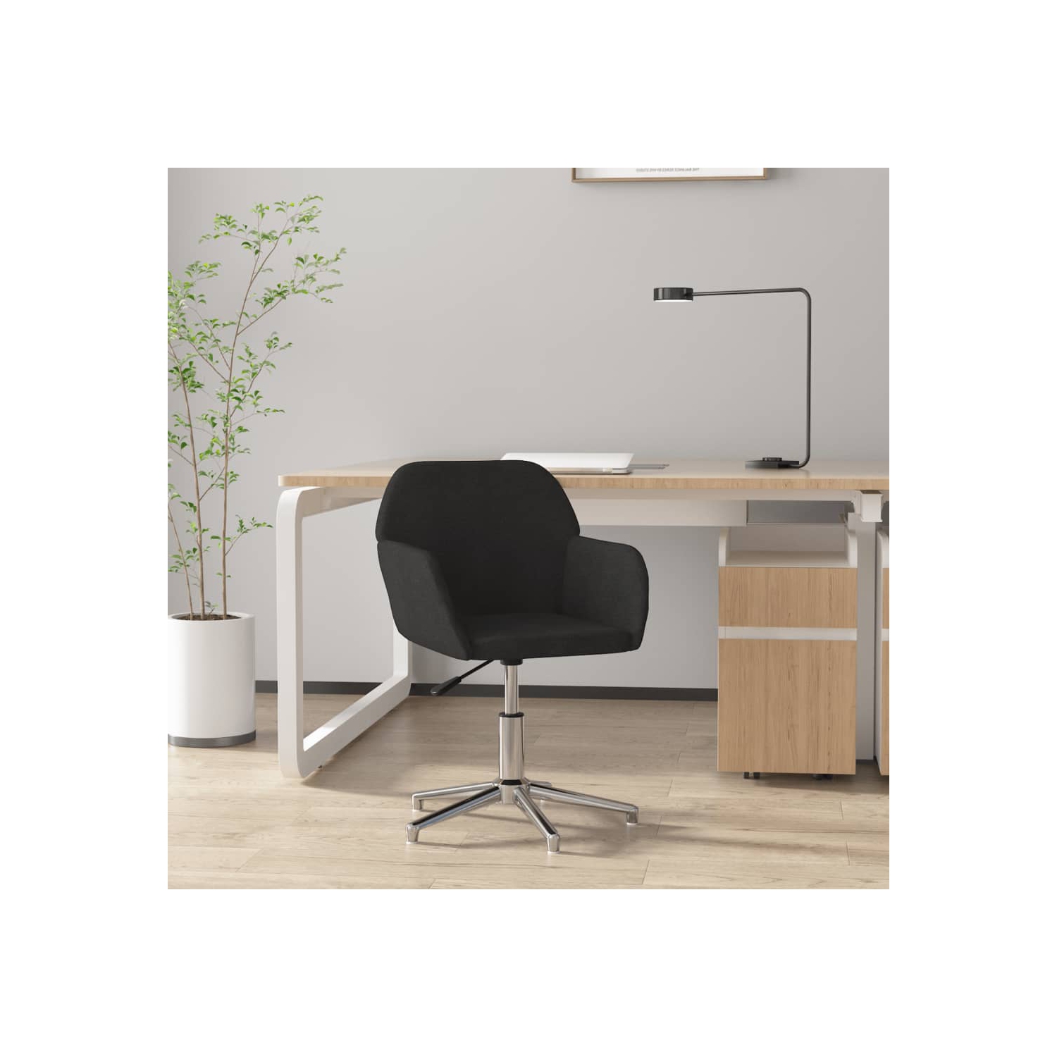Fauteuil de bureau pivotant en tissu noir vidaXL