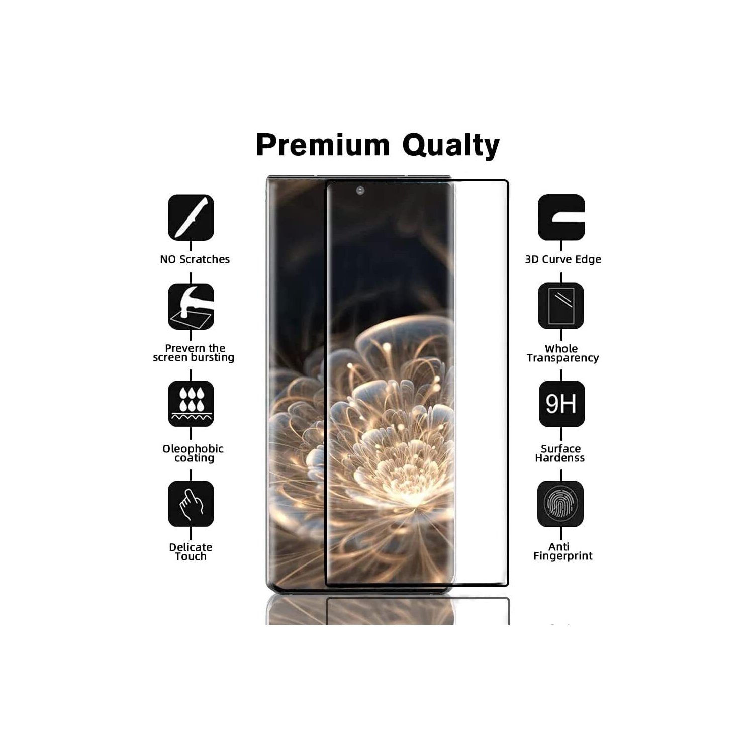 Protecteur d'écran Galaxy S20 plus de Samsung avec protecteur d'objectif d'appareil photo sans bulles anti-rayures anti-empreintes 9H HD Noir