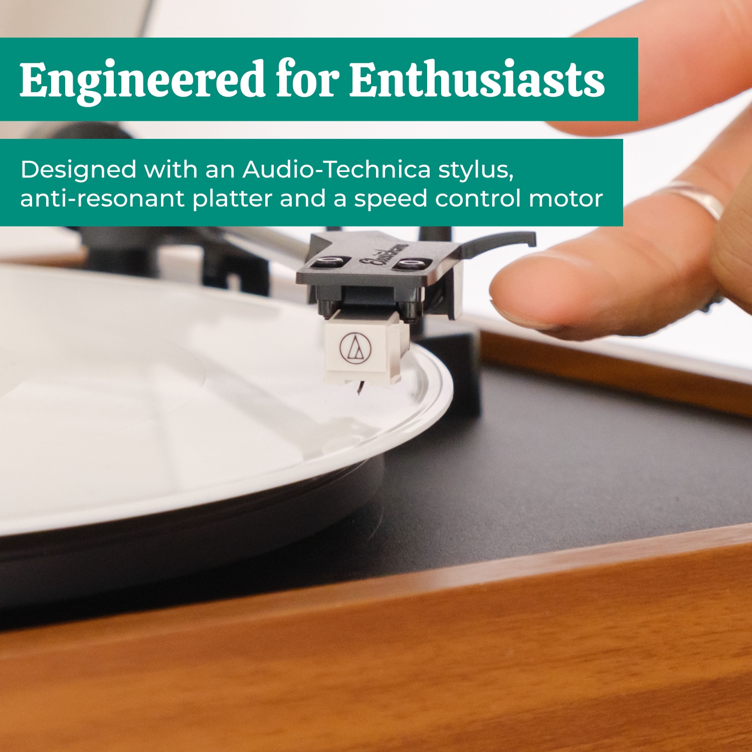 Electrohome Montrose Wireless Vinyl Record Player with Berkeley, Powered Bluetooth Bookshelf Speakers, Teak