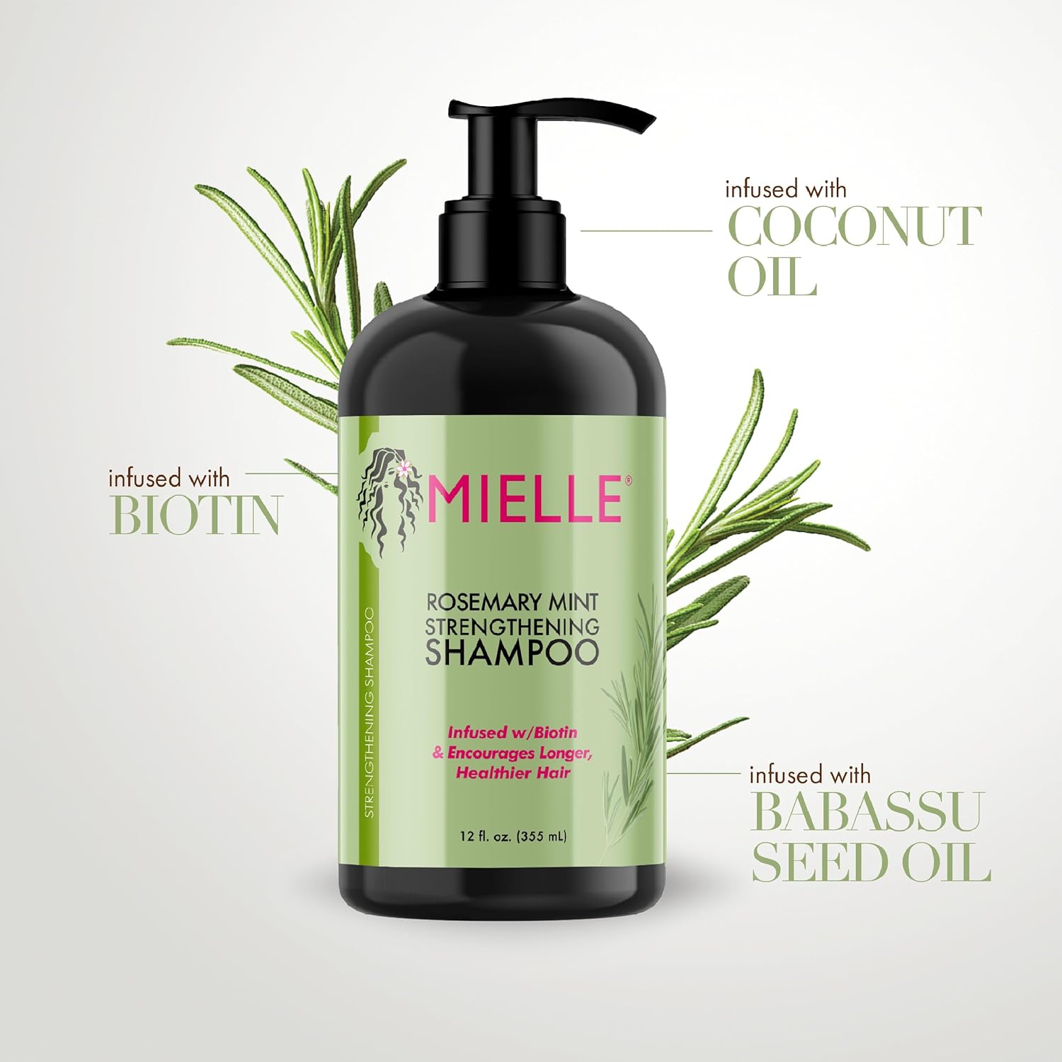 Mielle Organics Rosemary Mint Shampoo and Leave-In Conditioner Infused with Biotin, 12 oz