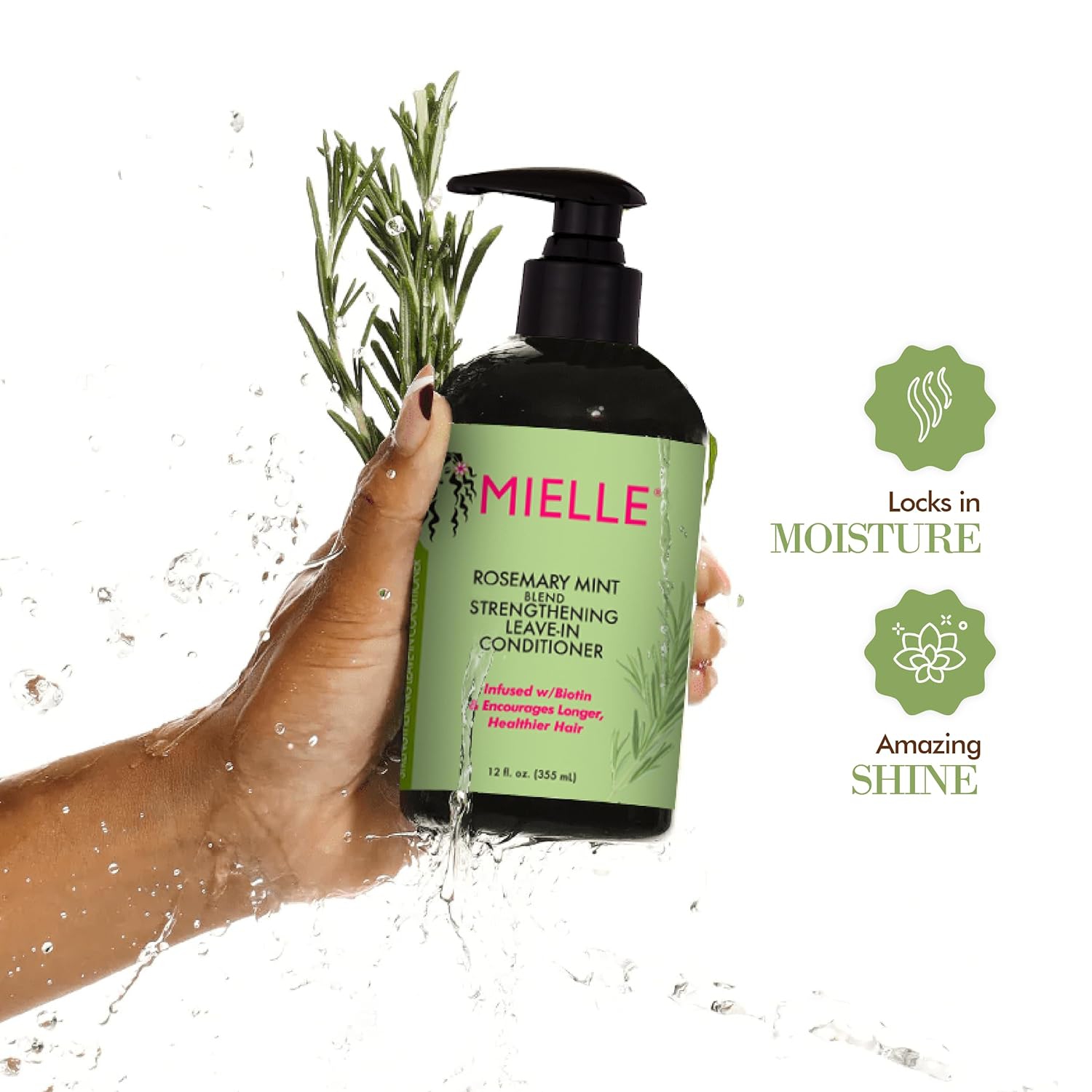 Mielle Organics Rosemary Mint Shampoo and Leave-In Conditioner Infused with Biotin, 12 oz