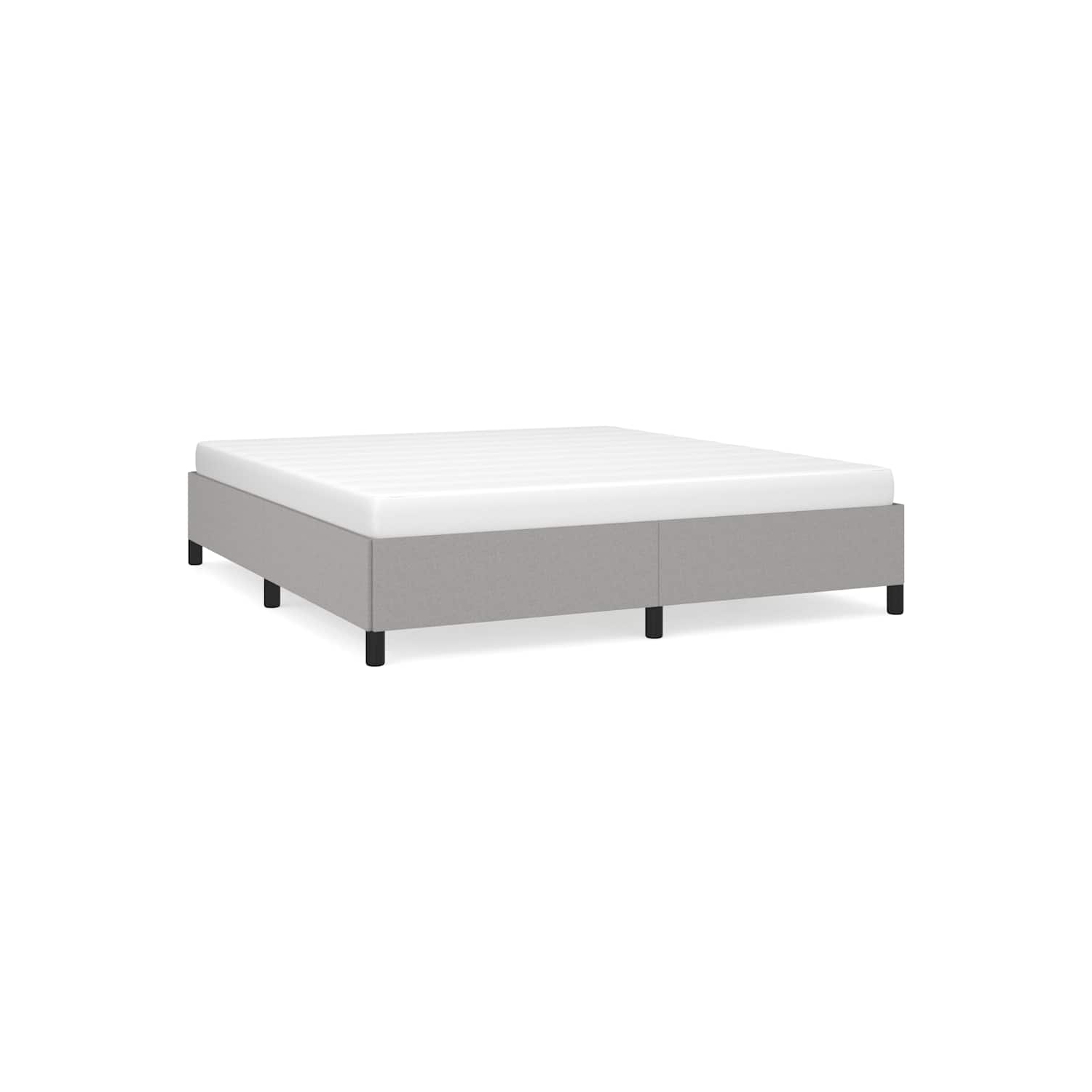 vidaXL King Bed Frame, Fabric Upholstered Platform Bed Frame, Light Gray, No Mattress