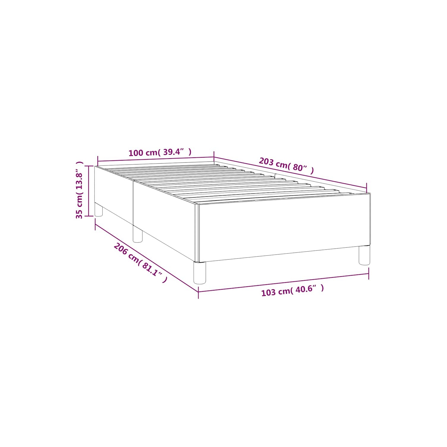 vidaXL Twin XL Bed Frame, Fabric Upholstered Platform Bed Frame, Light Gray, No Mattress
