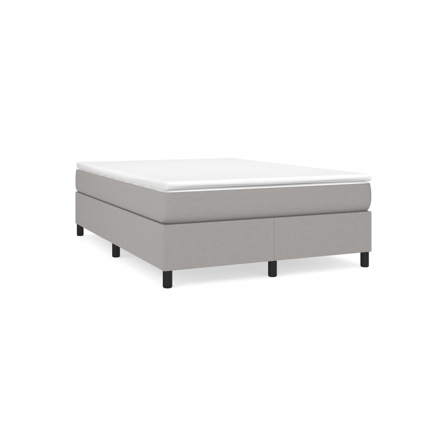 vidaXL Box Spring Bed Frame Light Grey Full Fabric