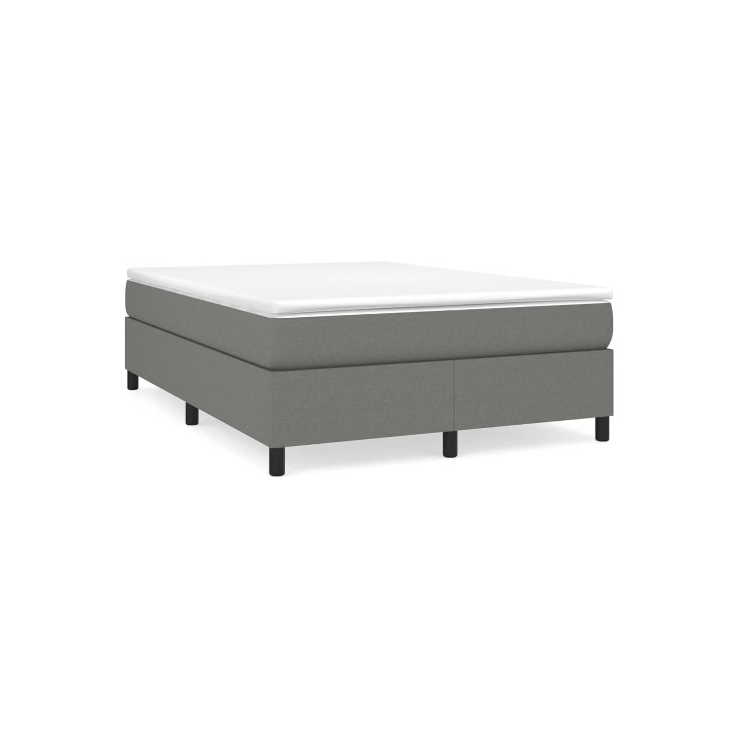 vidaXL Box Spring Bed Frame Dark Grey Queen Fabric