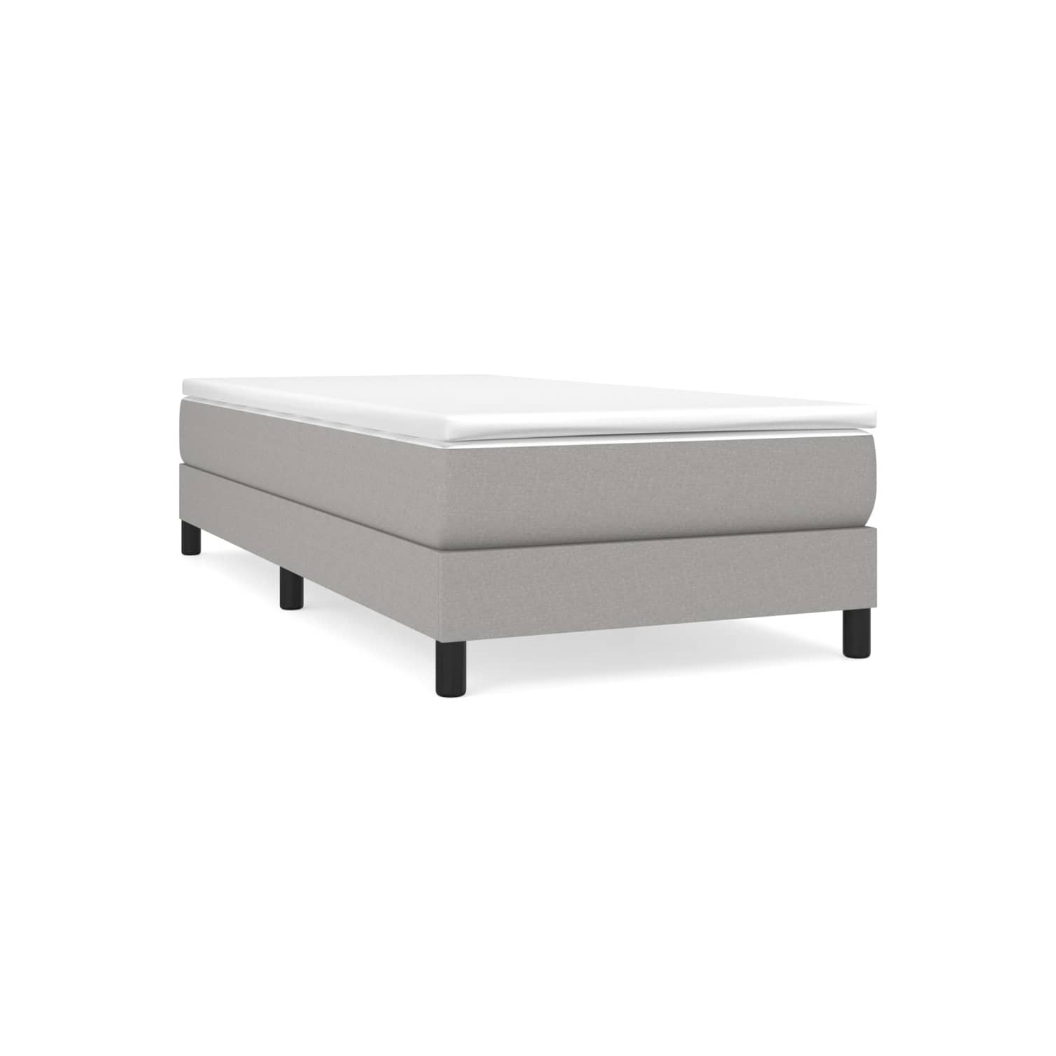 vidaXL Box Spring Bed Frame Light Grey Twin Fabric