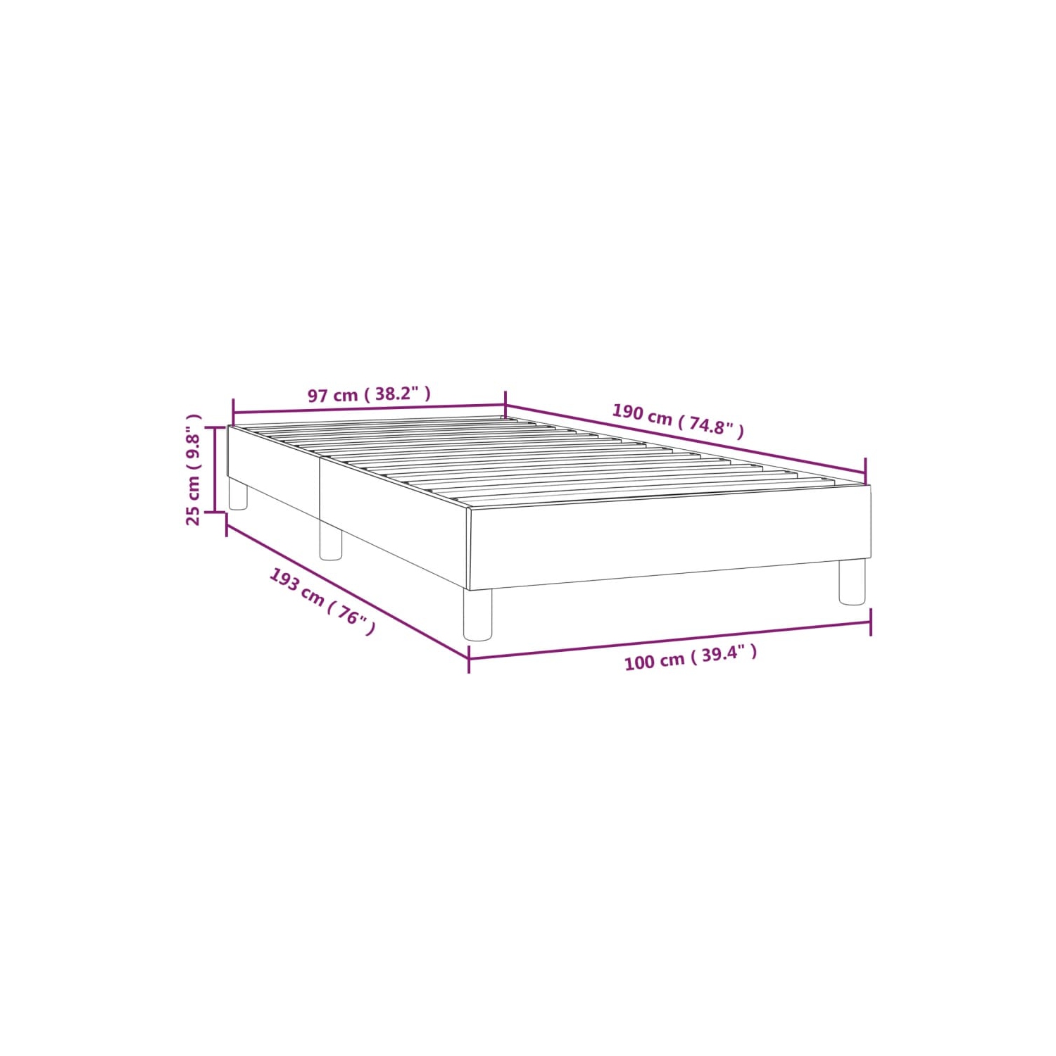 vidaXL Box Spring Bed Frame Light Grey Twin Fabric