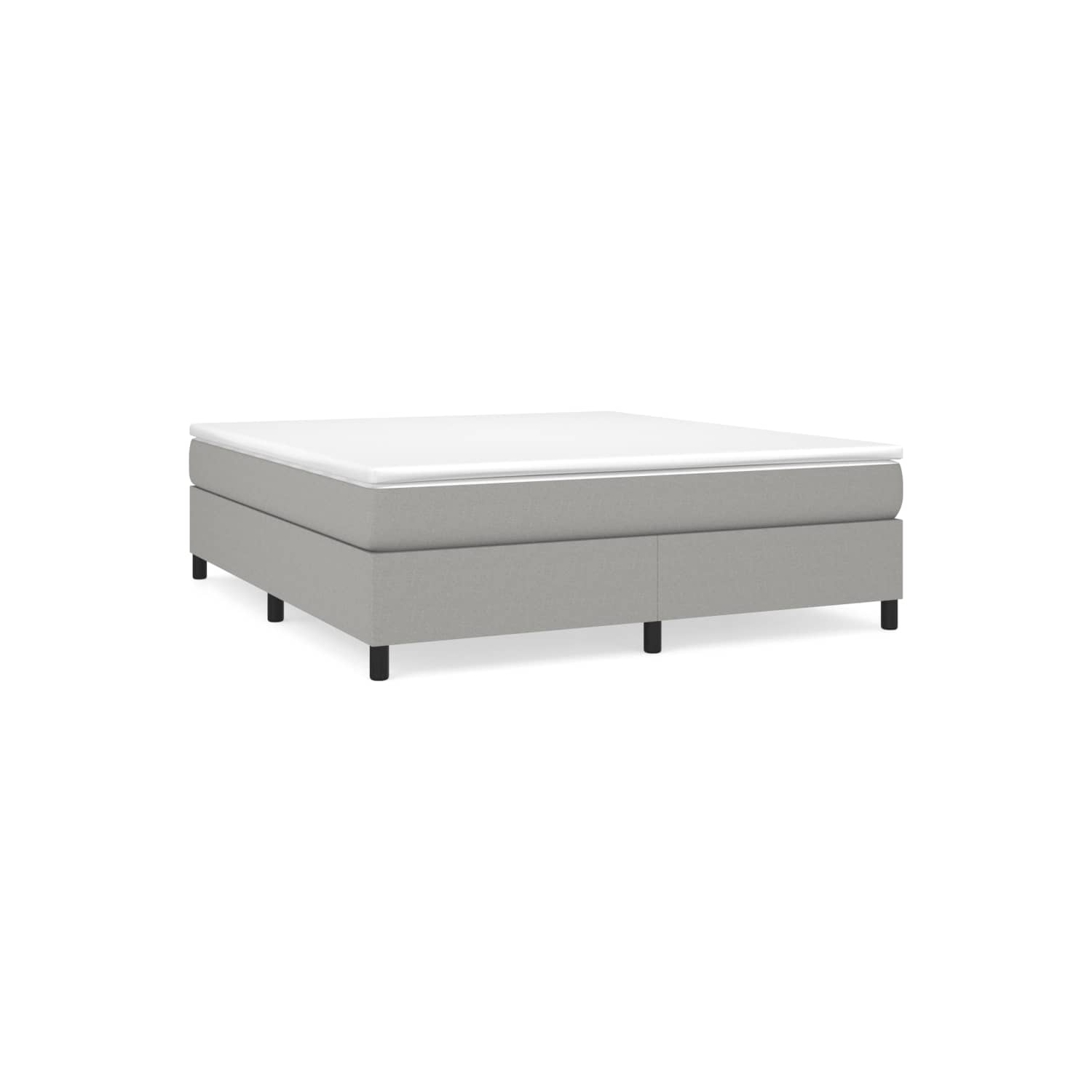vidaXL Box Spring Bed Frame Light Grey King Fabric