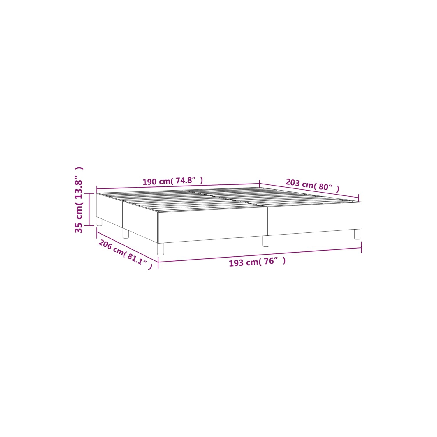 vidaXL Box Spring Bed Frame Light Grey King Fabric
