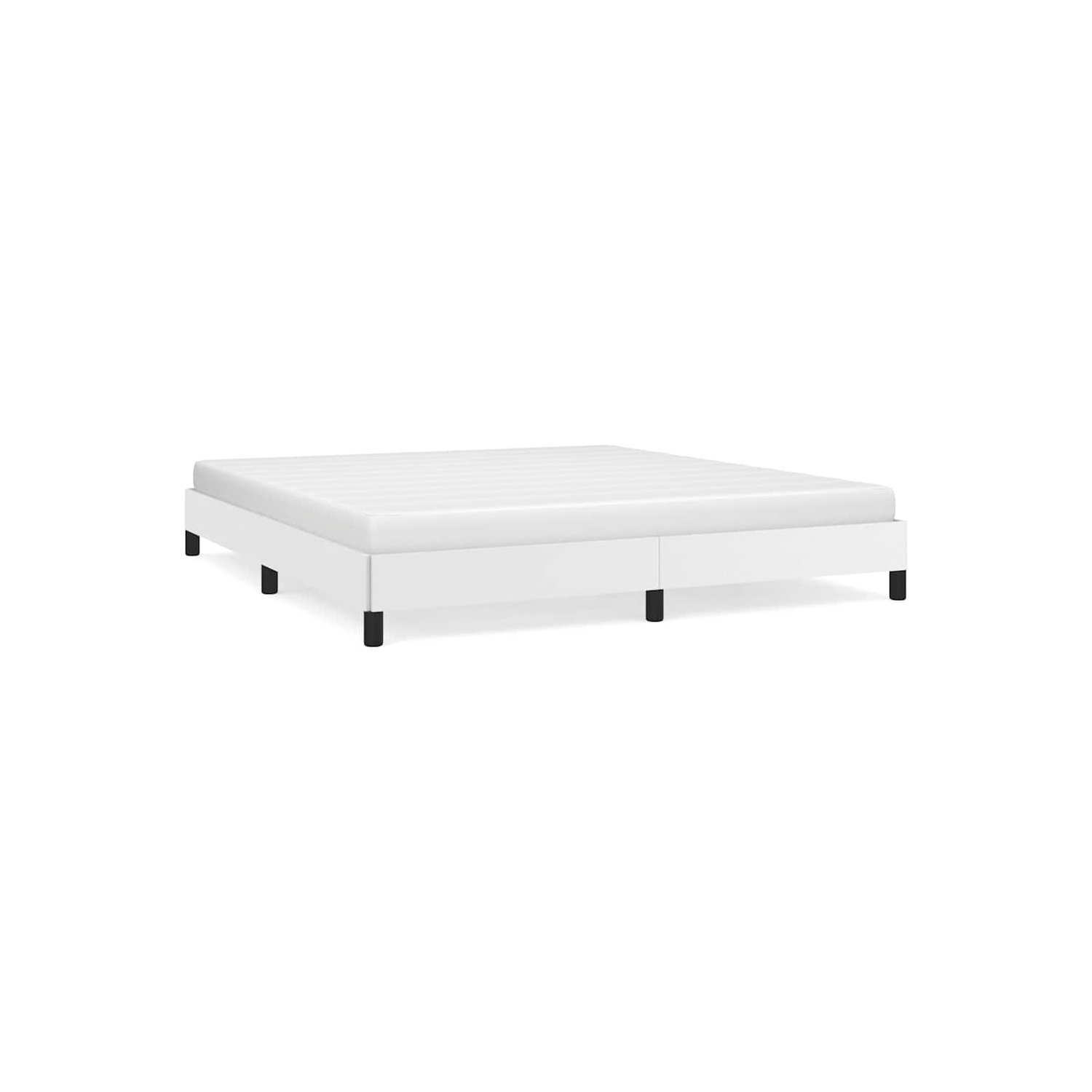 vidaXL California King Bed Frame, Faux Leather Upholstered Platform Bed Frame, White, No Mattress