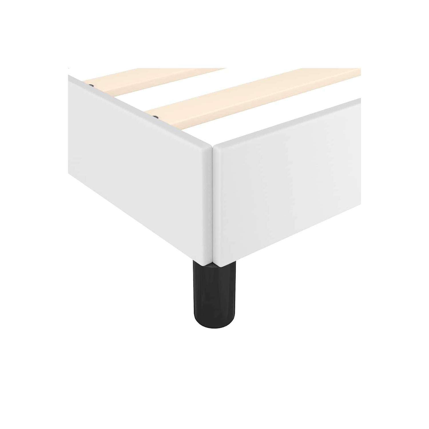 vidaXL King Bed Frame, Faux Leather Upholstered Platform Bed Frame, White, No Mattress