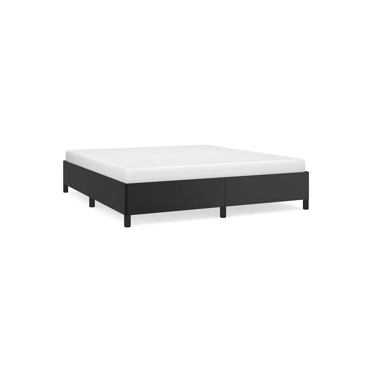 vidaXL King Bed Frame, Faux Leather Upholstered Platform Bed Frame, Black, No Mattress
