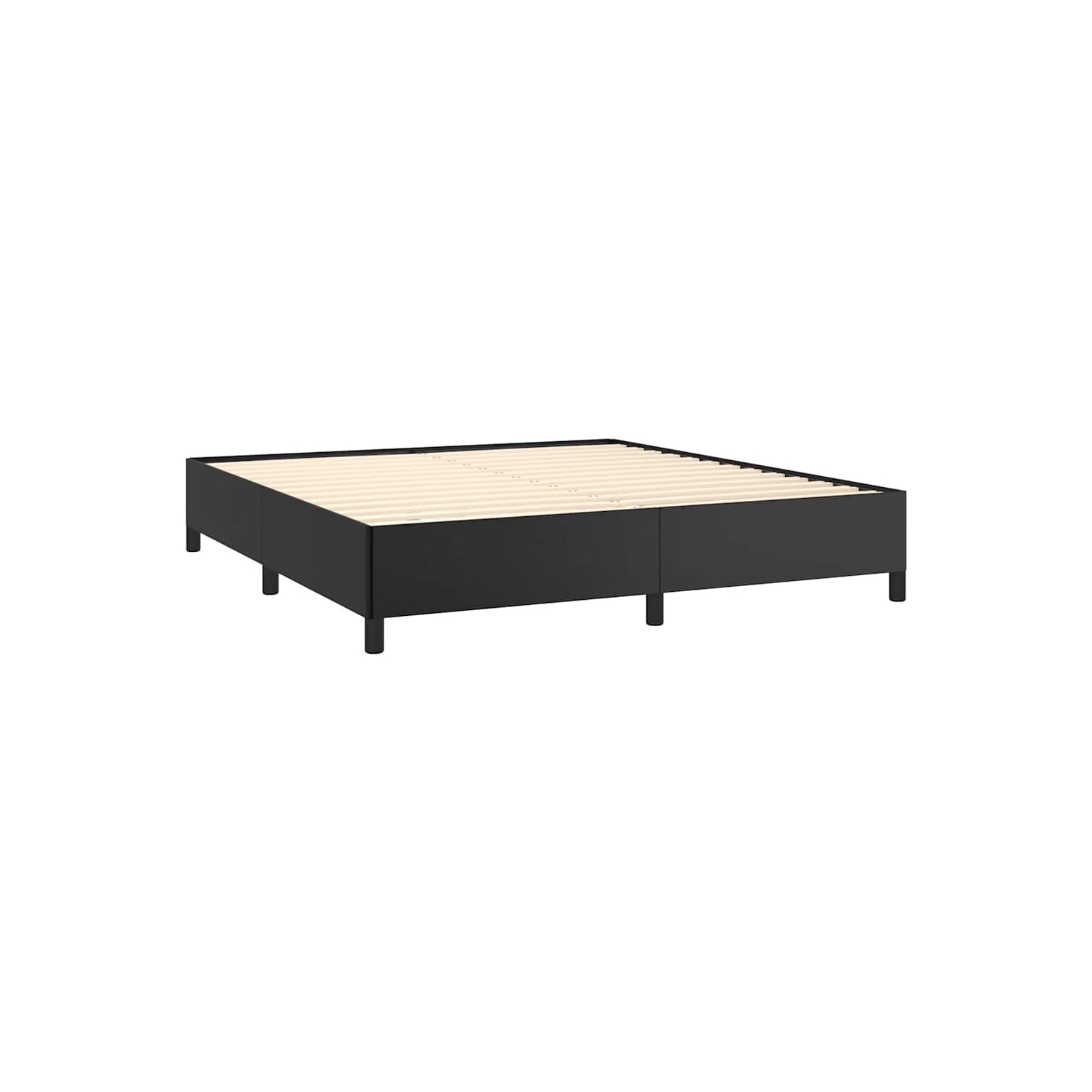 vidaXL King Bed Frame, Faux Leather Upholstered Platform Bed Frame, Black, No Mattress
