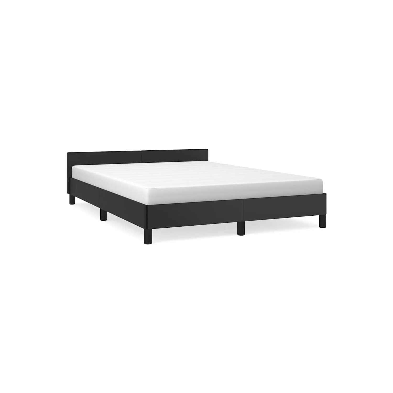 vidaXL Full Platform Bed Frame, Slats Support, Easy Assembly, No Mattress, Black Faux Leather