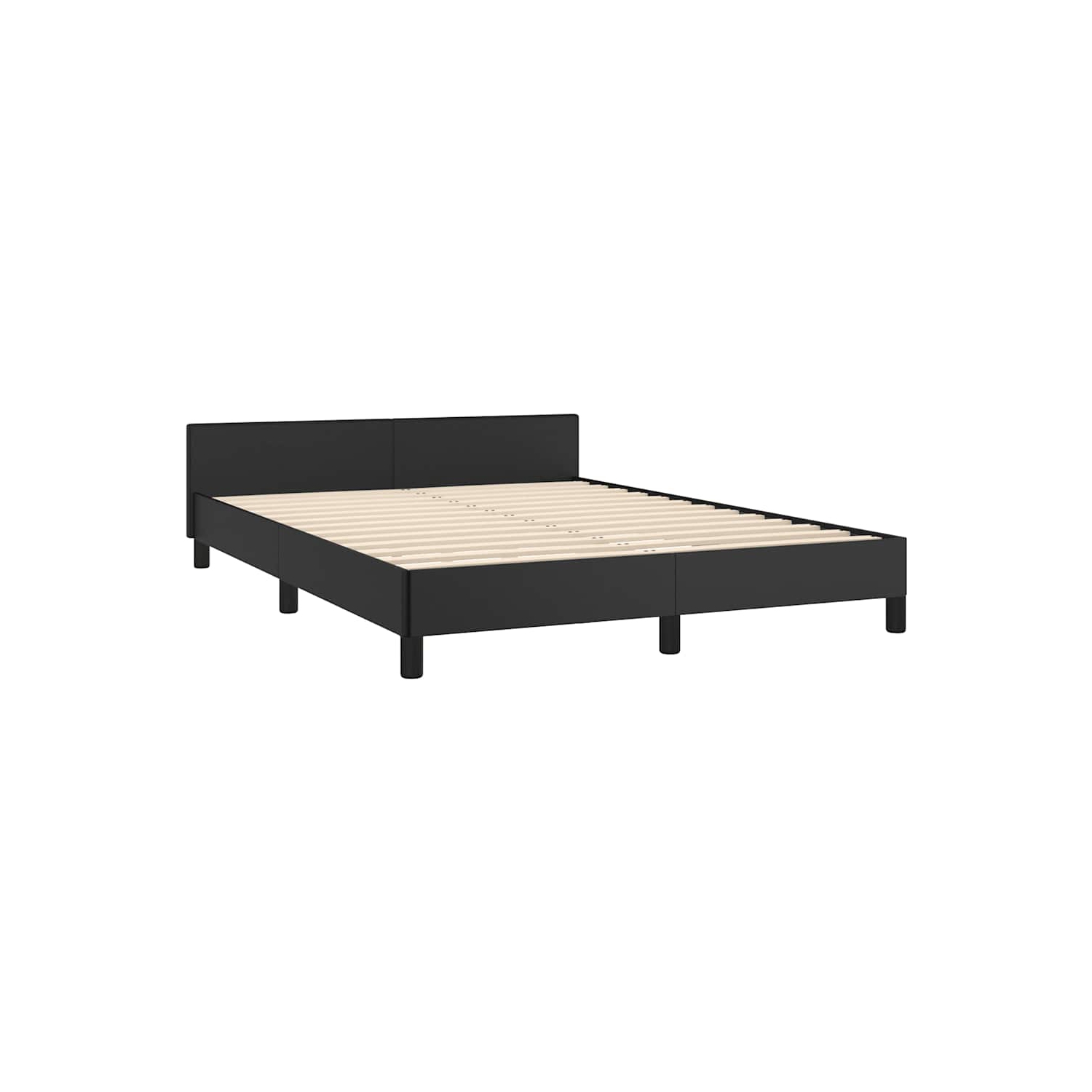 vidaXL Full Platform Bed Frame, Slats Support, Easy Assembly, No Mattress, Black Faux Leather
