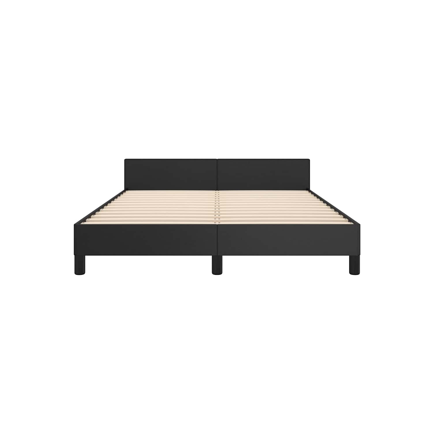 vidaXL Full Platform Bed Frame, Slats Support, Easy Assembly, No Mattress, Black Faux Leather