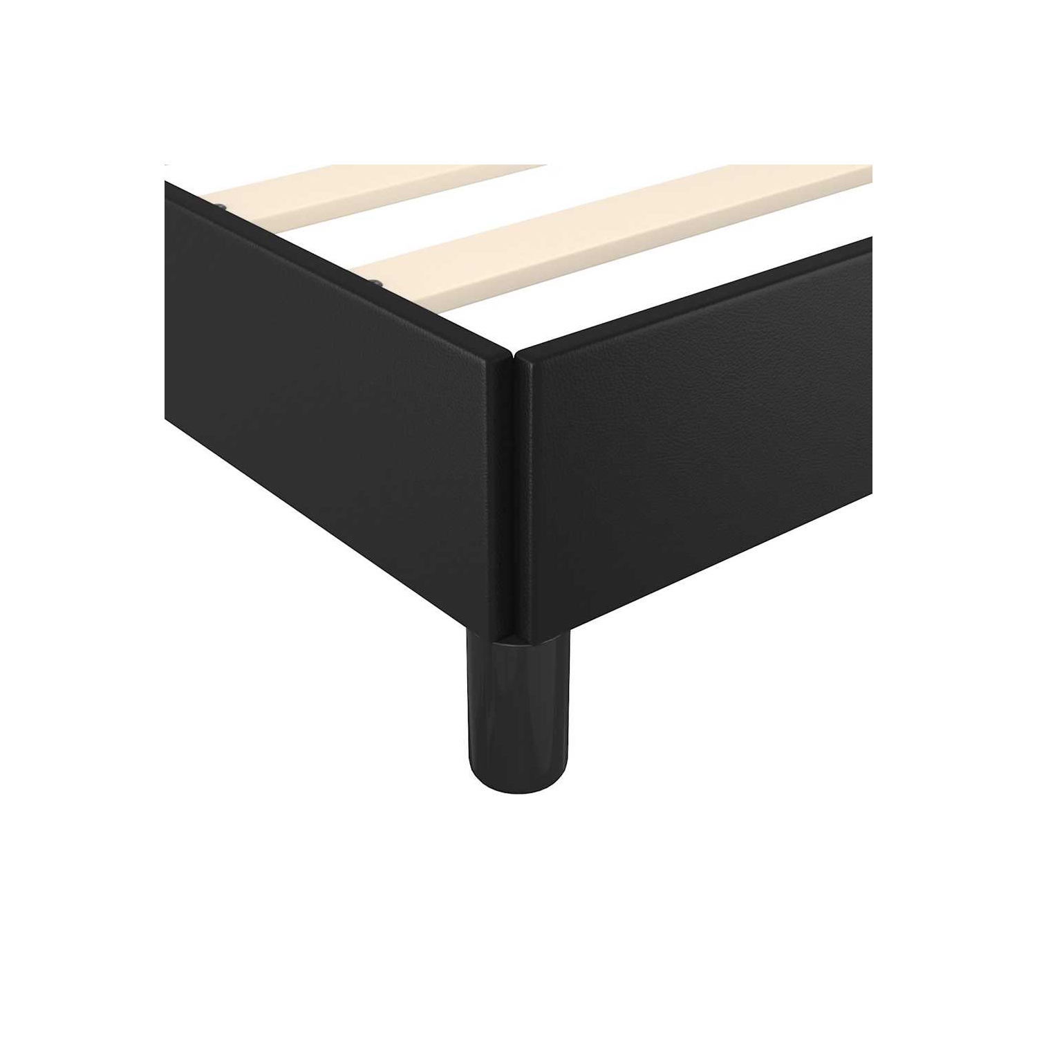 vidaXL Full Platform Bed Frame, Slats Support, Easy Assembly, No Mattress, Black Faux Leather